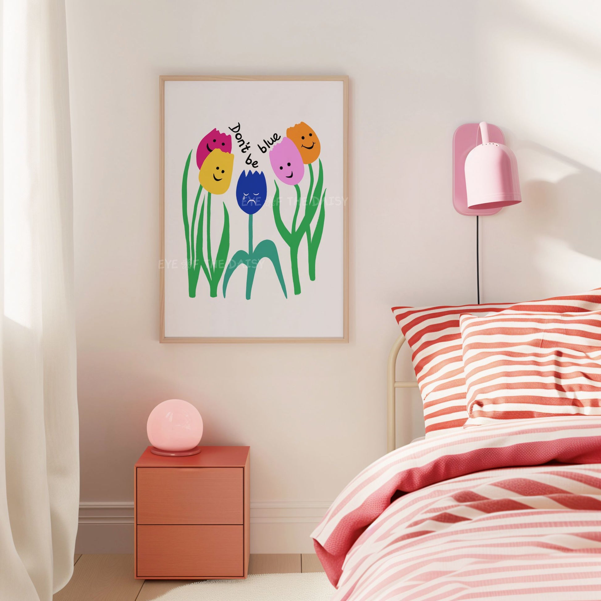 Funky tulip motivational print – colourful hand-drawn poster download, perfect for dorms or modern girls’ bedroom walls