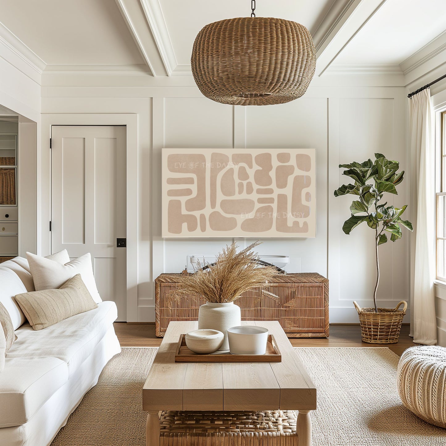 Beige Abstract Shapes 4K TV Art | Neutral Tone Modern Boho Art for TV Screen