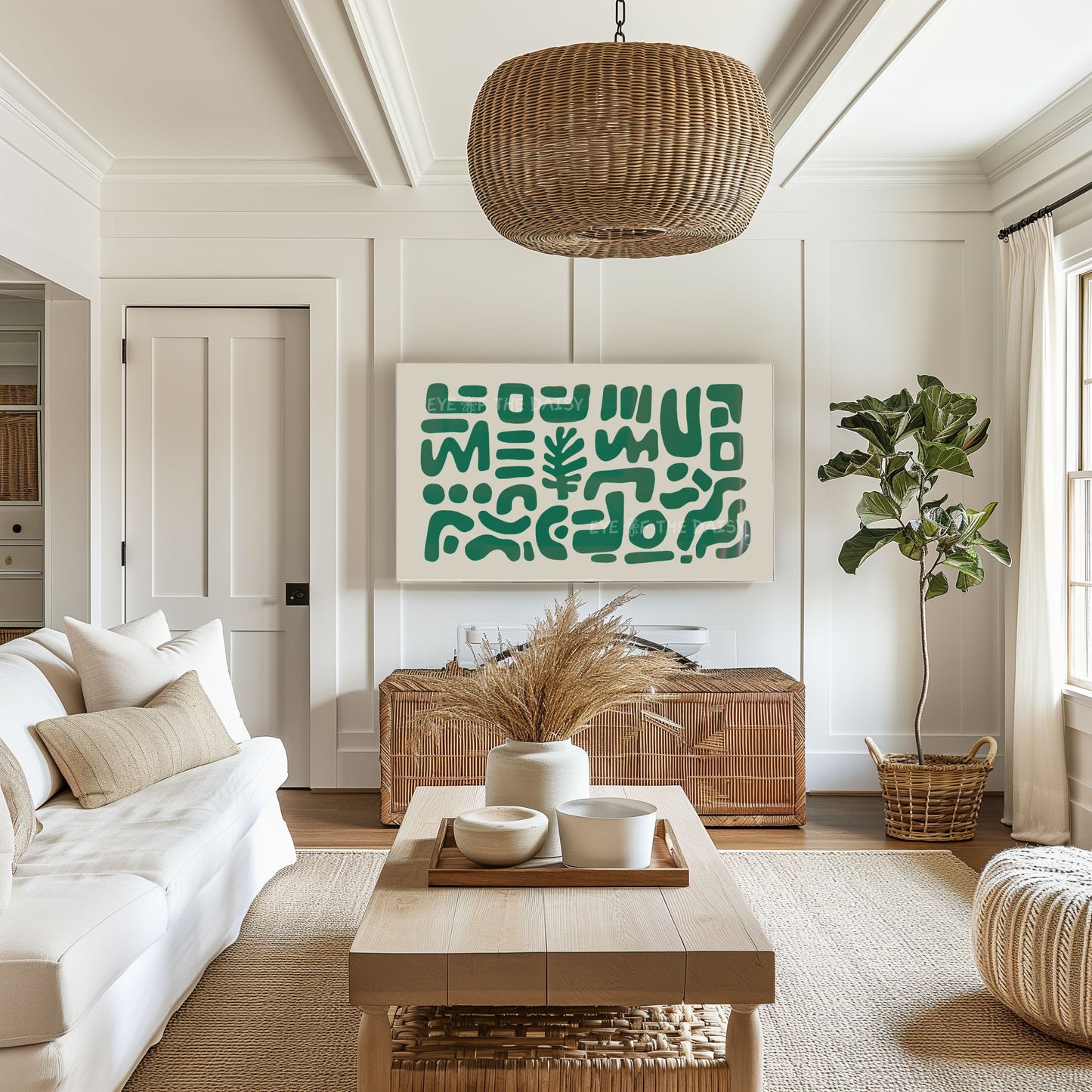 Green Contemporary Abstract 4K TV Art | Modern Organic Cut-Out Shapes Art for TV Screen