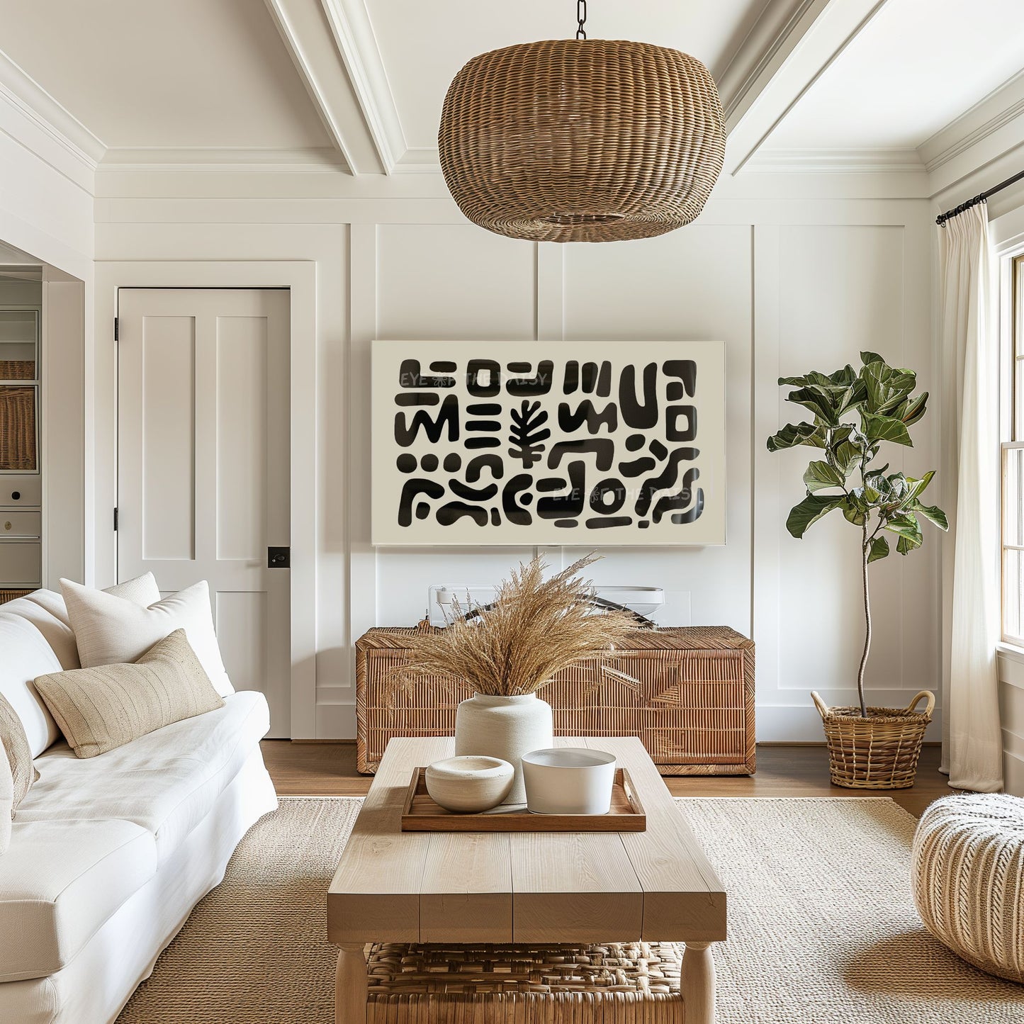 Black Abstract Shapes 4K TV Art | Neutral Modern Cut-Outs TV Artwork 4K