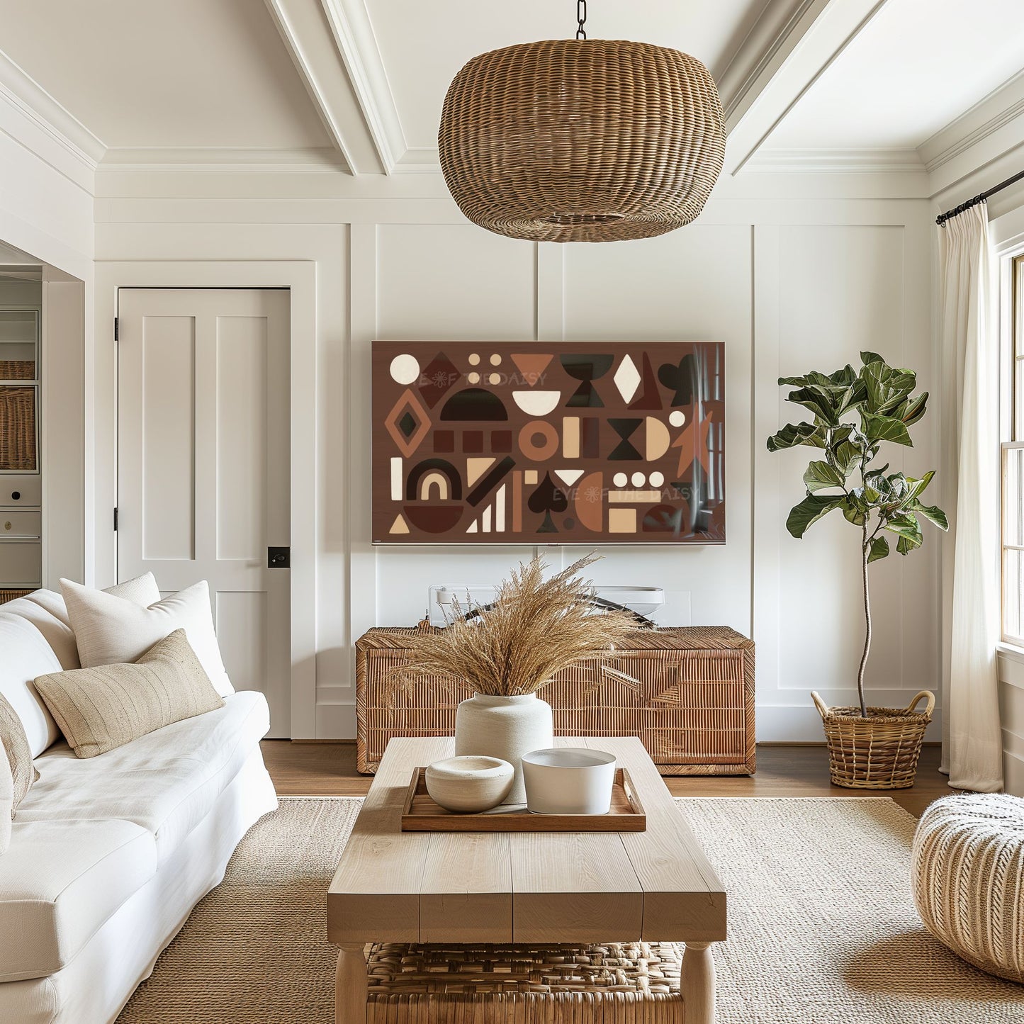 Brown Beige Cream Abstract Shapes 4K TV Art | Contemporary Mid Century Modern TV Art