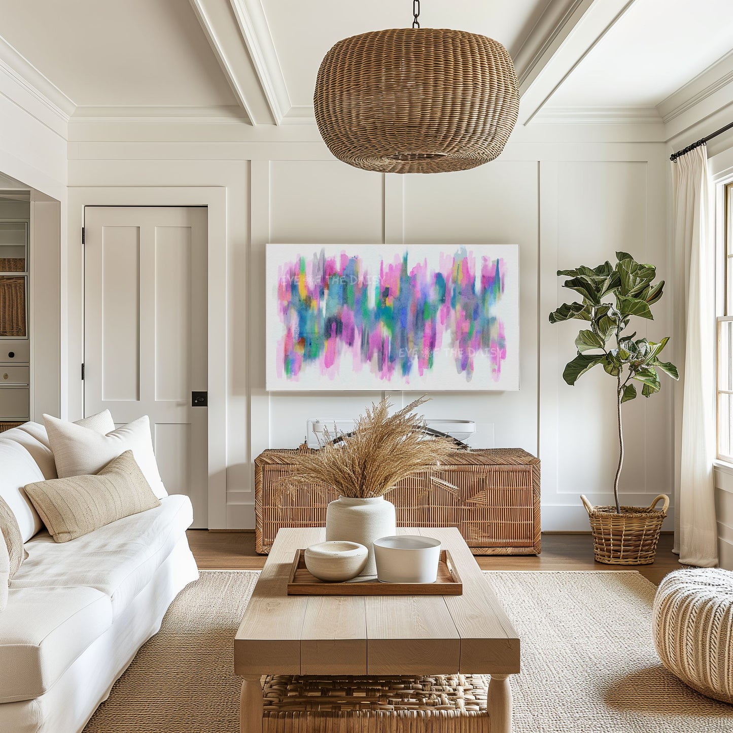 Pink Blue Teal Watercolour Abstract 4K TV Art | Vibrant Contemporary Art for TV Screen 4K