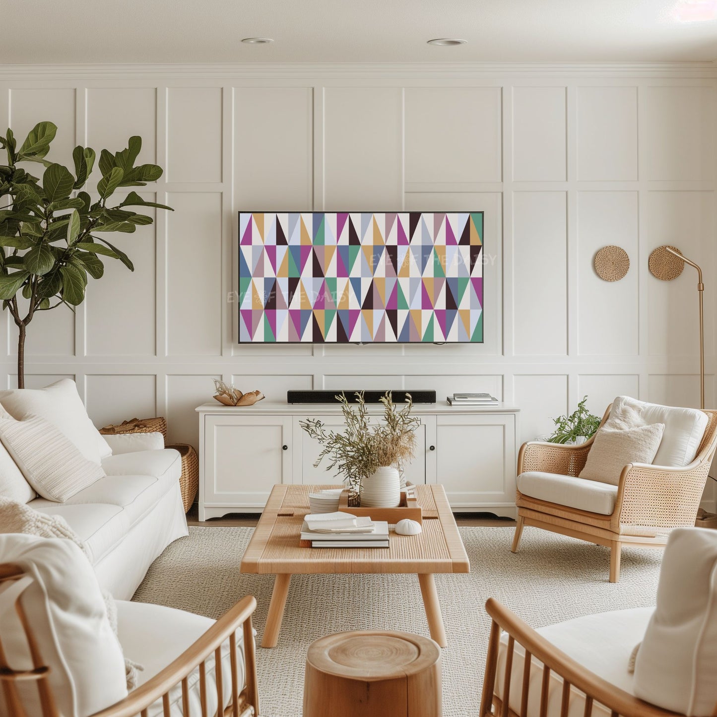 Purple Green Gold Blue Geometric Abstract 4K TV Art | Contemporary TV Artwork 4K