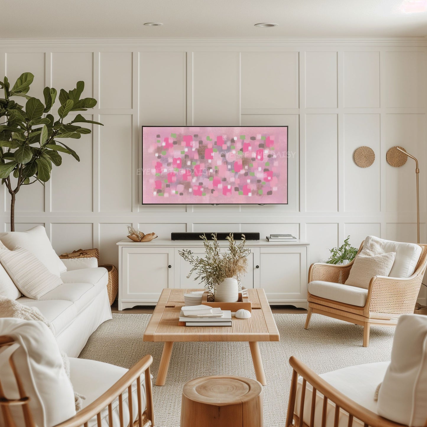 Pink Abstract Expressionist 4K TV Art | Contemporary Brushstrokes Art for TV Screen 4K