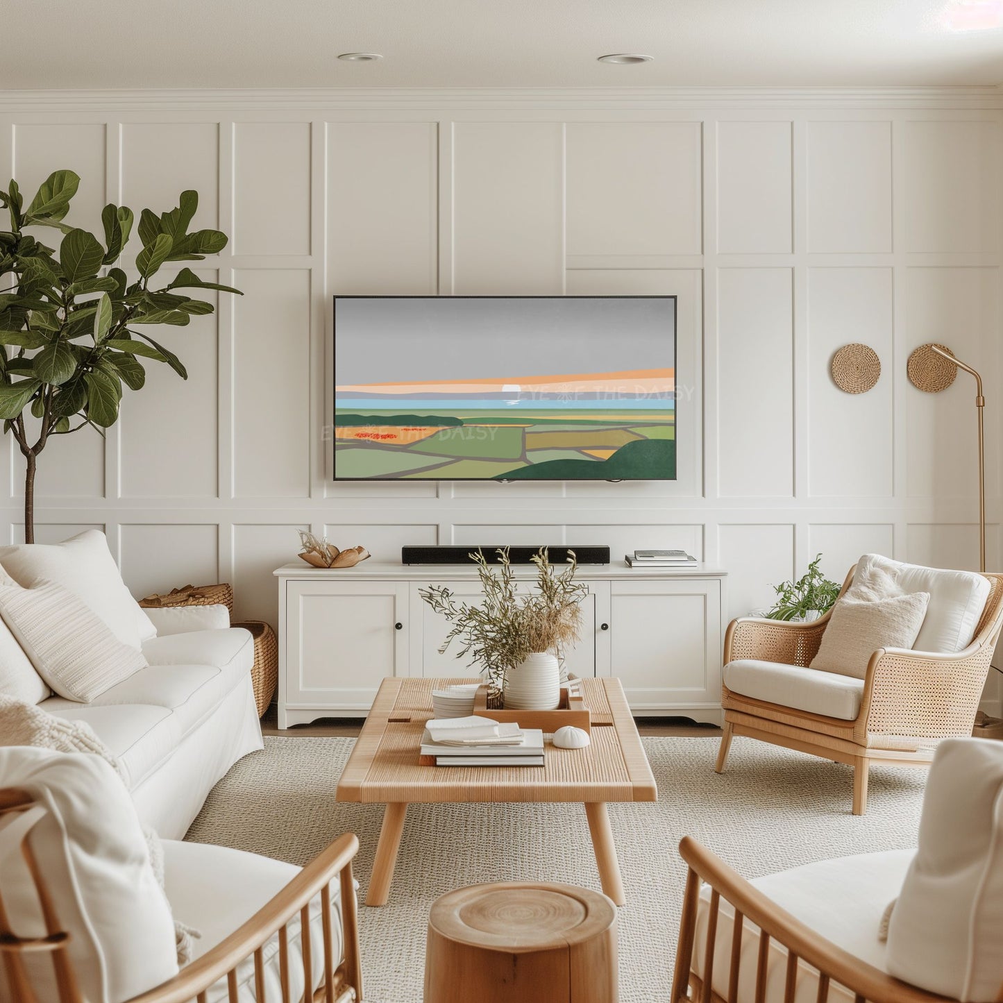 Minimal Abstract Landscape 4K TV Art | Poppy Flower Fields Sea Sky TV Art 4K