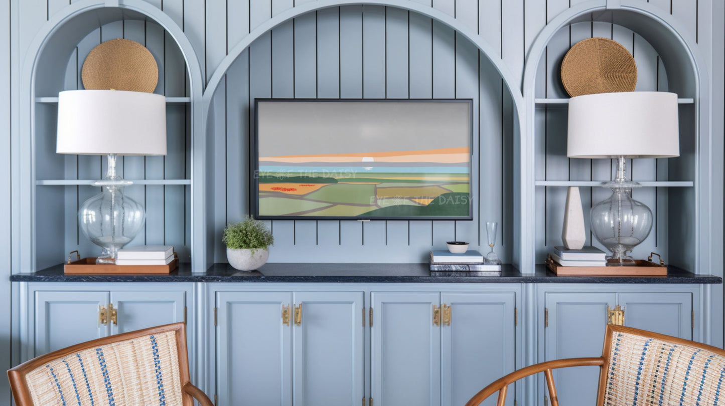 Minimal Abstract Landscape 4K TV Art | Poppy Flower Fields Sea Sky TV Art 4K