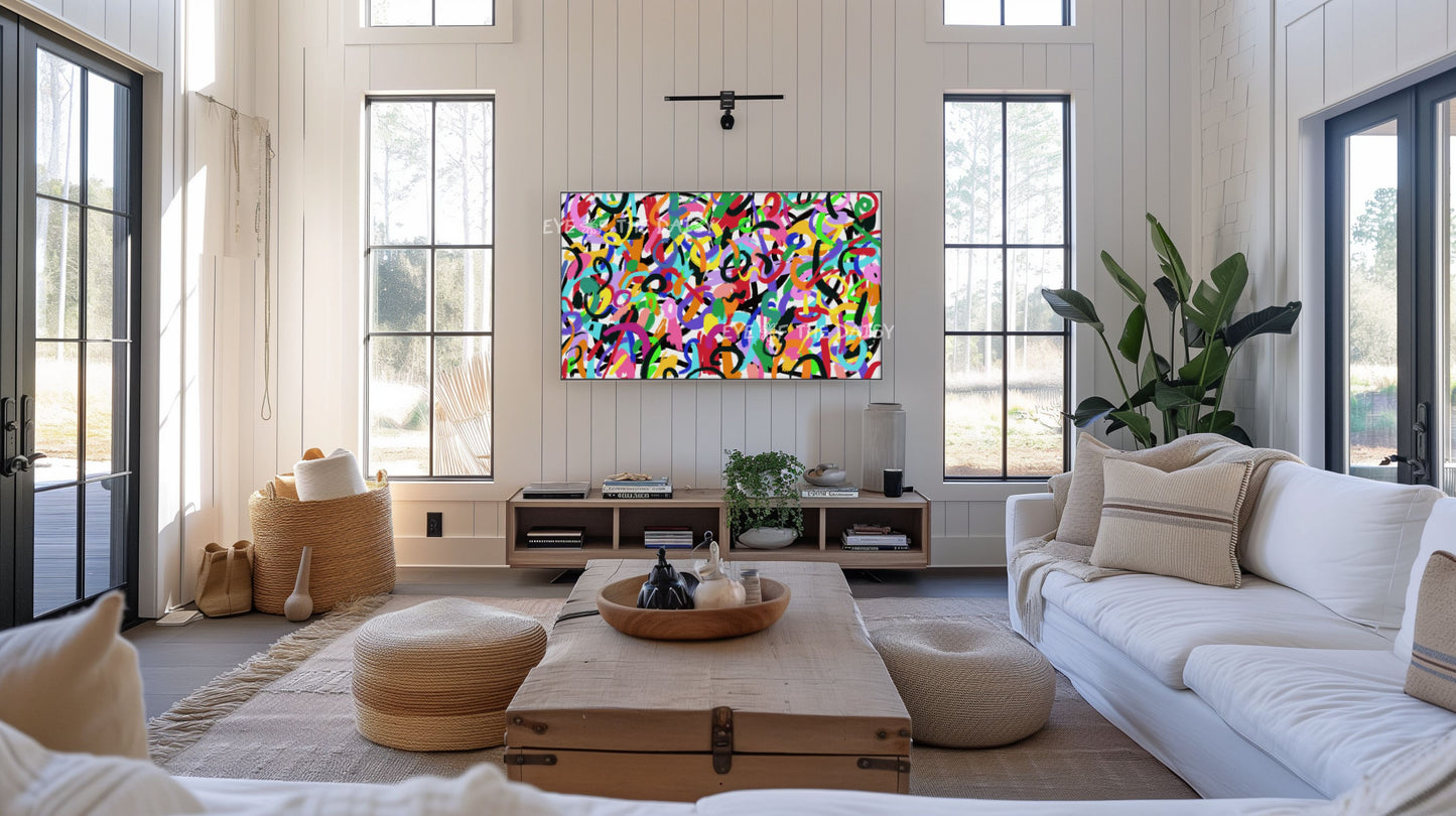 Graffiti Style Contemporary Abstract 4K TV Art | Vibrant Colourful Modern TV Art 4K