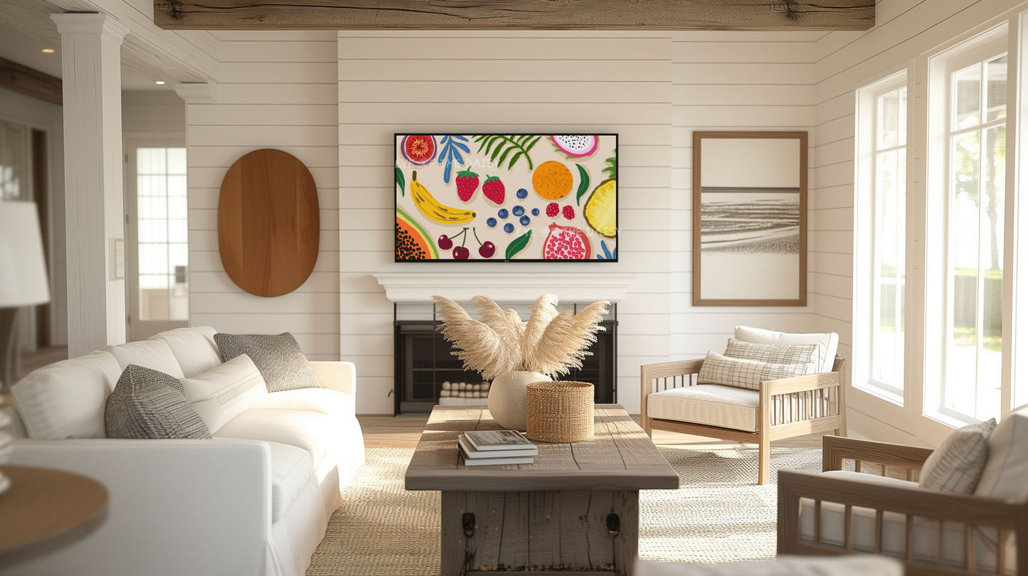 Colourful Tropical Fruit 4K TV Art | Boho Botanical 4K Art for TV Screen
