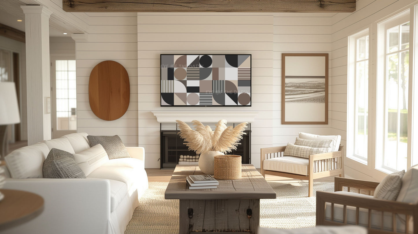 Contemporary Geometric Abstract 4K TV Art | Mid Century Modern TV Art 4K