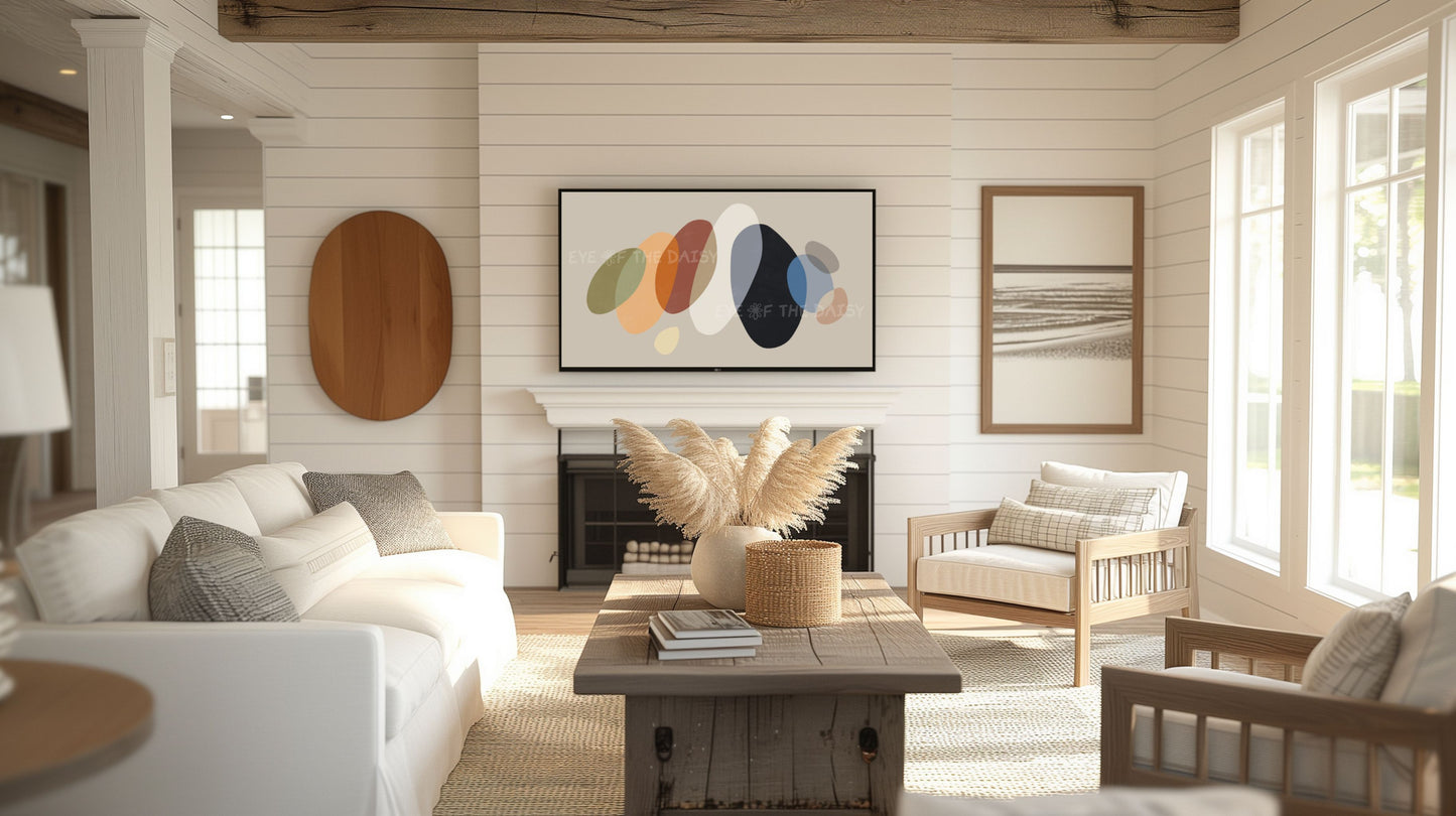 Mid Century Modern Abstract 4K TV Art | Earth Tone Organic Shapes Art for TV Screen