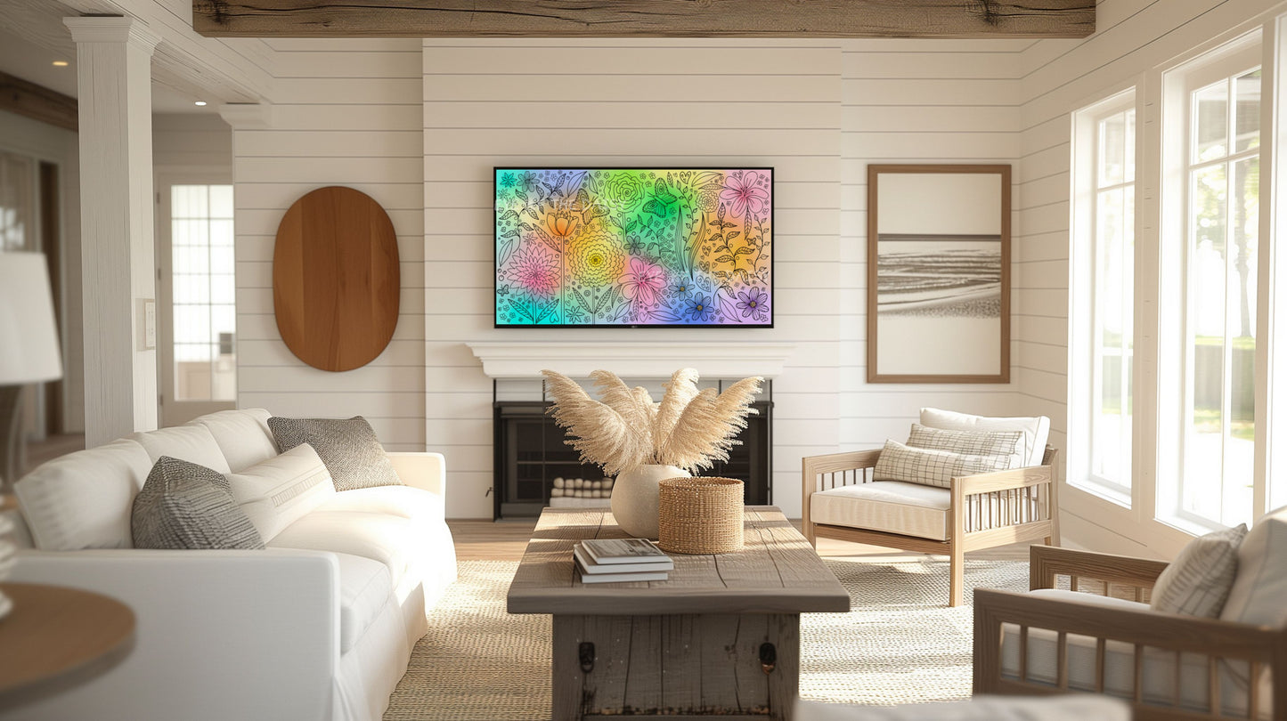 Intuitive Botanical Abstract 4K TV Art | Vibrant Colourful Floral Art for TV Screen