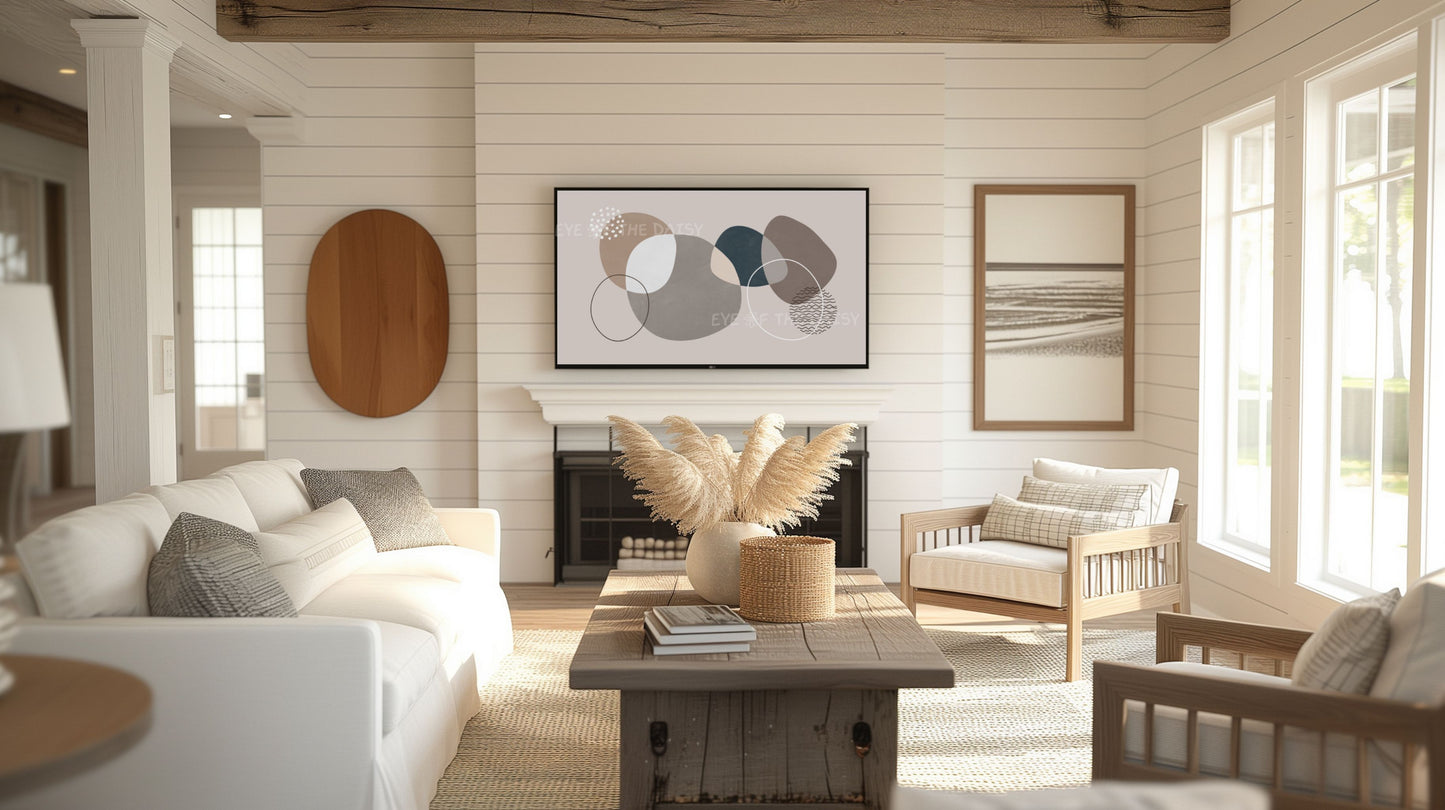 Grey Modern Abstract 4K TV Art | Contemporary Organic Shapes Art for TV Screen