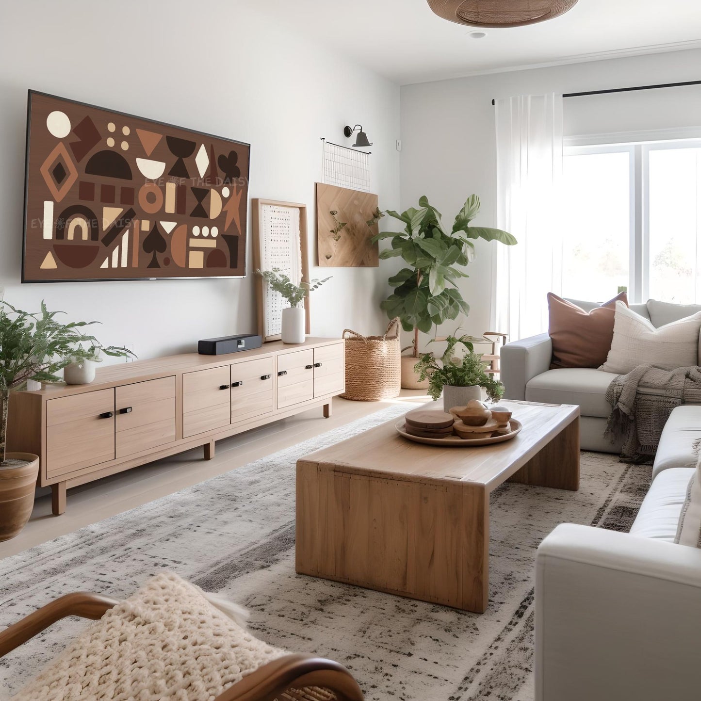 Brown Beige Cream Abstract Shapes 4K TV Art | Contemporary Mid Century Modern TV Art