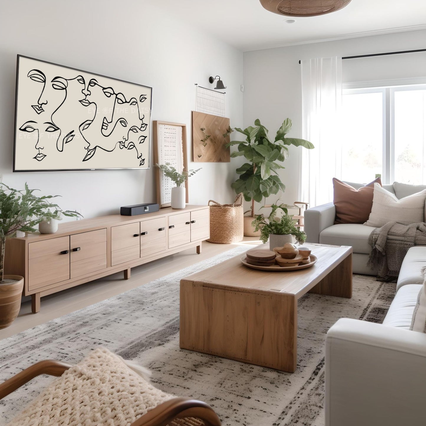 Abstract Faces 4K TV Art | Contemporary Face Line Art for TV Screen