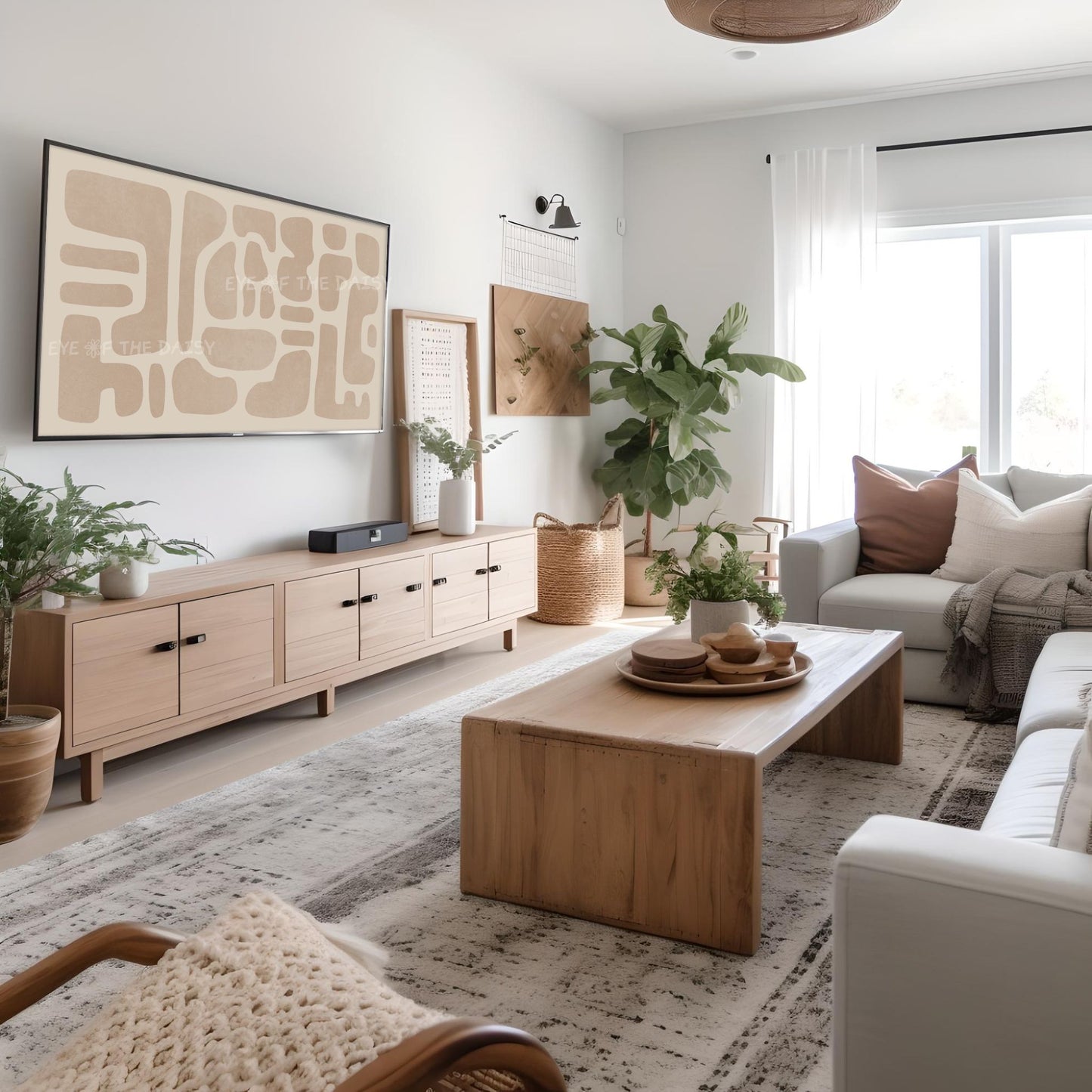 Beige Abstract Shapes 4K TV Art | Neutral Tone Modern Boho Art for TV Screen