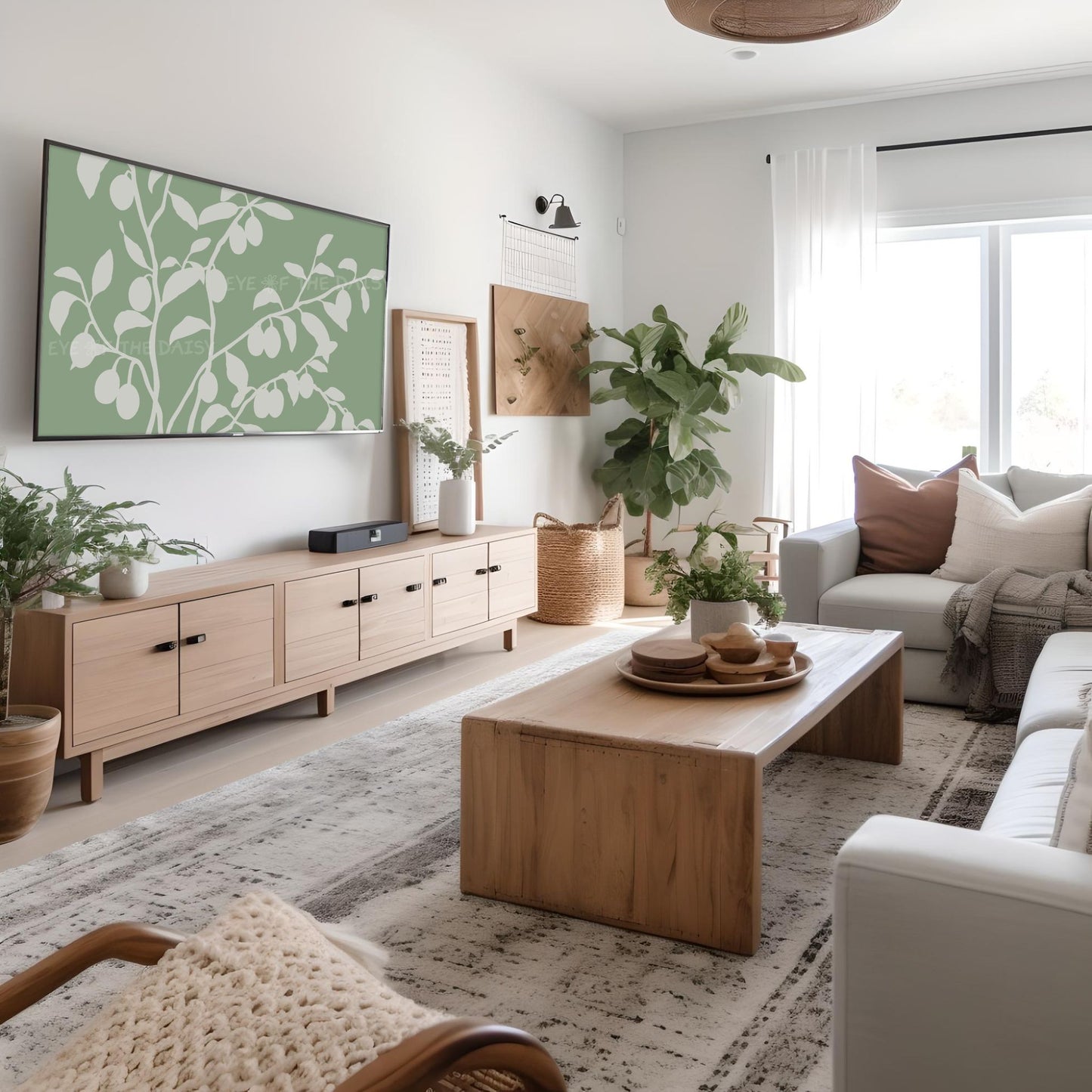 Sage Green Olive Tree 4K Art for TV Screen | Minimal Botanical TV Art 4K