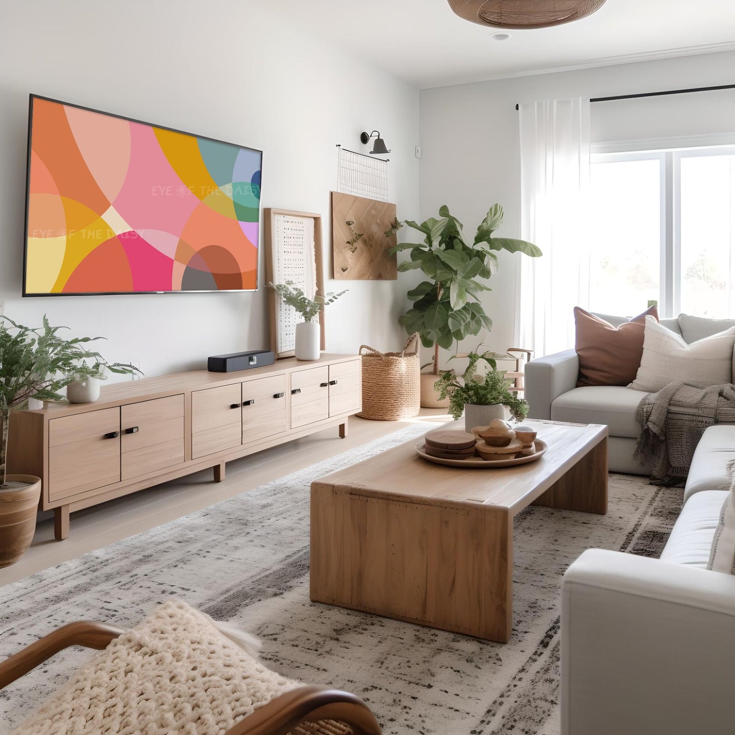 Pink Mustard Yellow Abstract 4K TV Art | Geometric Contemporary Art for TV Screen 4K