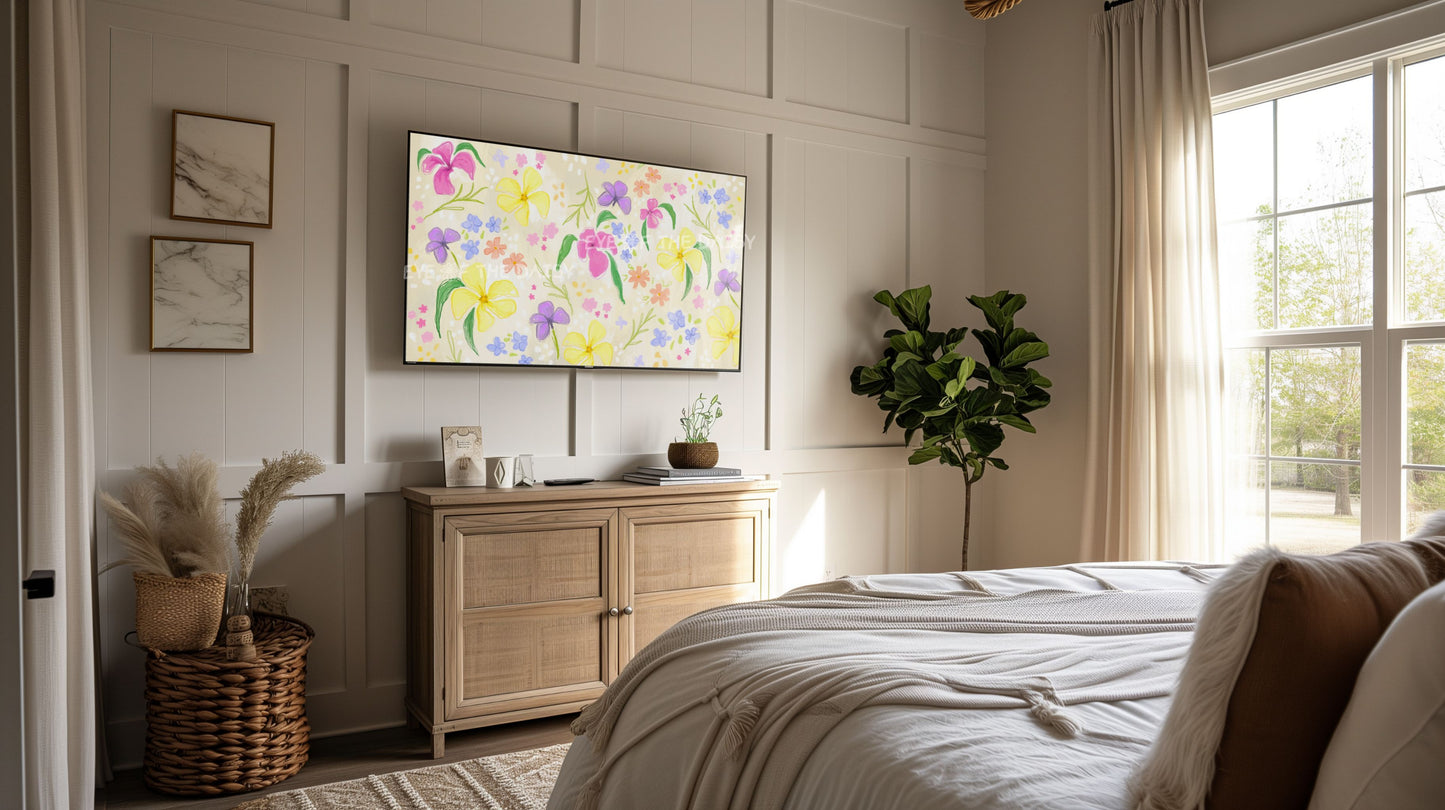 Pastel Abstract Floral 4K TV Art | Colourful Pastel Spring Flowers 4K Art for TV screen