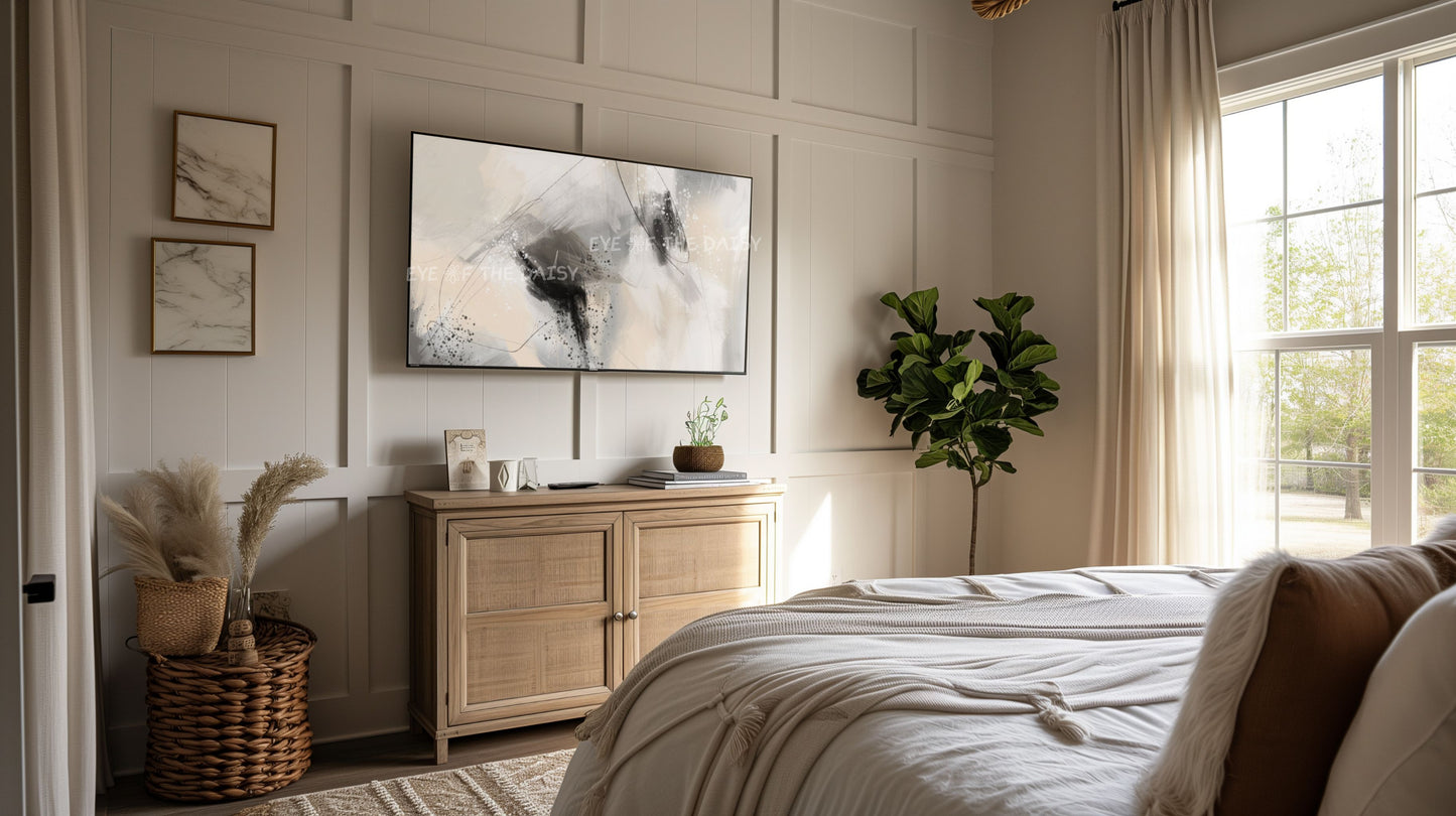 Neutral Abstract Expressionist 4K TV Art | Contemporary Digital Painting for TV Screen