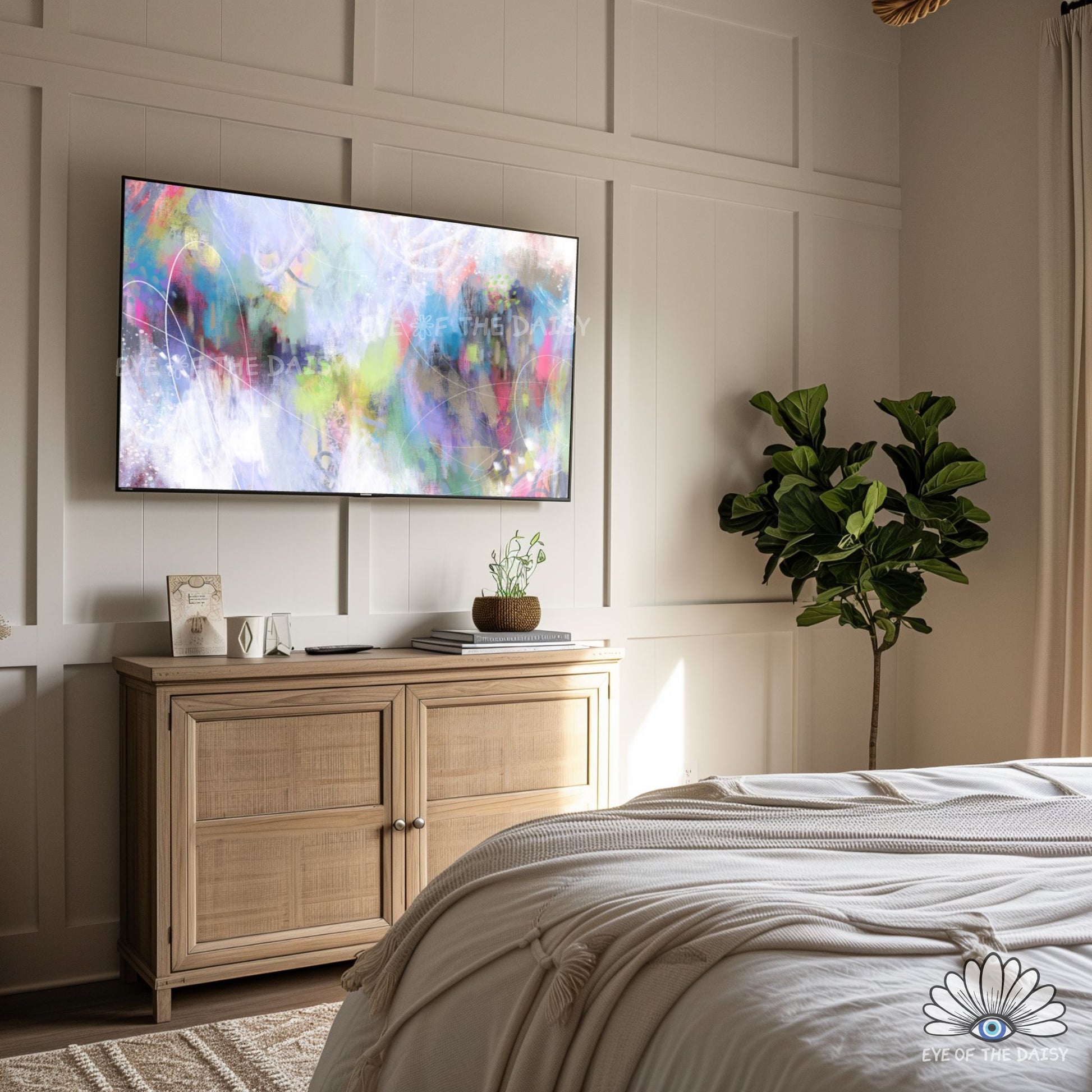 Colorful contemporary abstract textured brushstrokes painting for 4K Frame TV art display