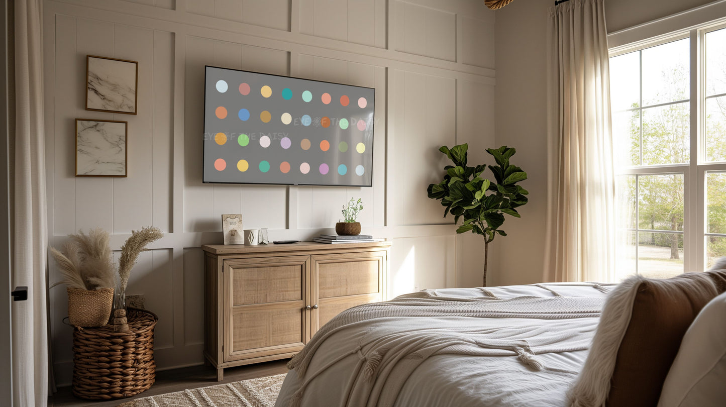 Grey Pastel Coloured Dots Abstract 4K TV Art | Minimal Contemporary Art for TV Screen