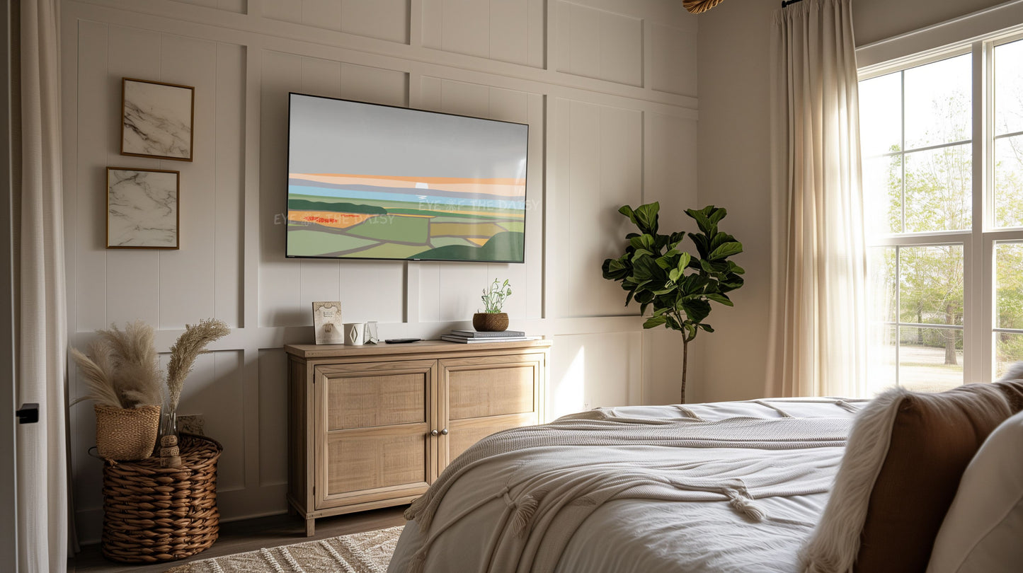 Minimal Abstract Landscape 4K TV Art | Poppy Flower Fields Sea Sky TV Art 4K