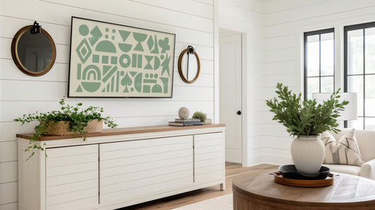 Sage Green Beige Abstract Shapes 4K TV Art | Boho Contemporary Geometric TV Art 4K