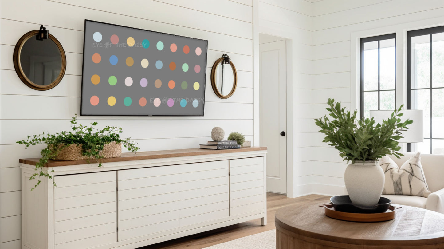 Grey Pastel Coloured Dots Abstract 4K TV Art | Minimal Contemporary Art for TV Screen