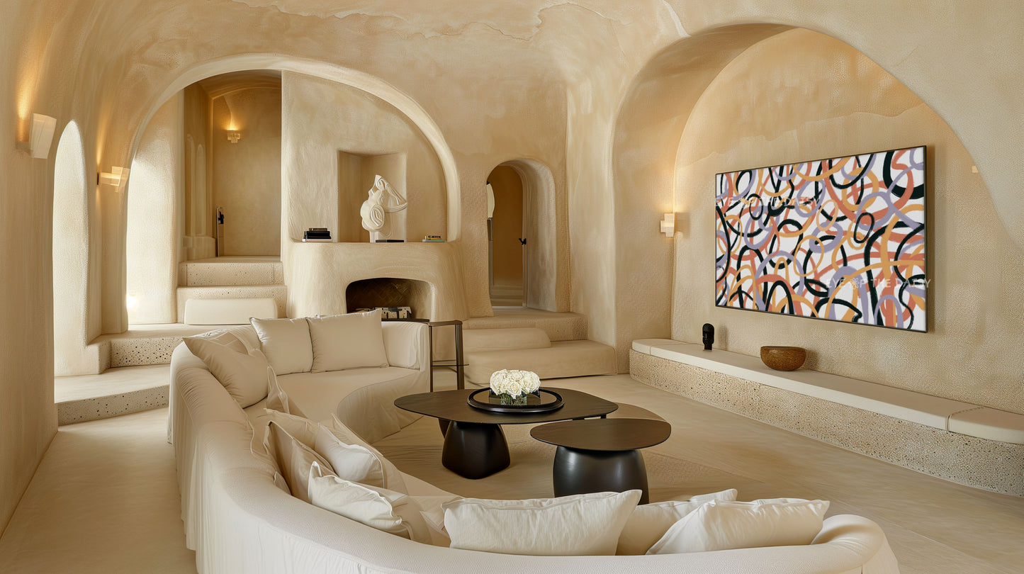 Brown Beige Black Contemporary Abstract 4K TV Art | Earth Tone Digital Painting 4K TV Art