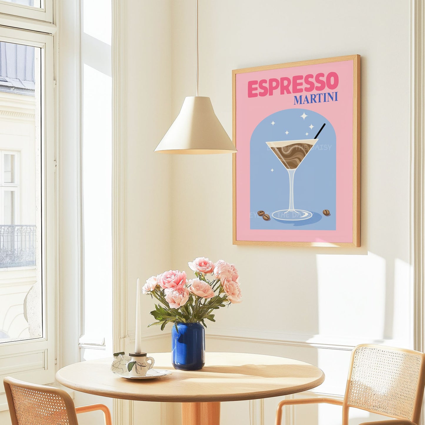 Printable Espresso Martini drink poster for student apartment or dorm bar, digital download cocktail art for trendy apartment decor