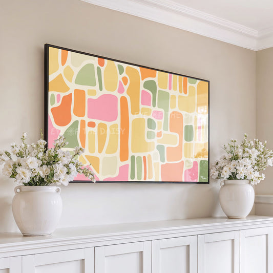 Olive Green Pink Orange Mustard Abstract 4K TV Art | Contemporary Organic TV Art 4K