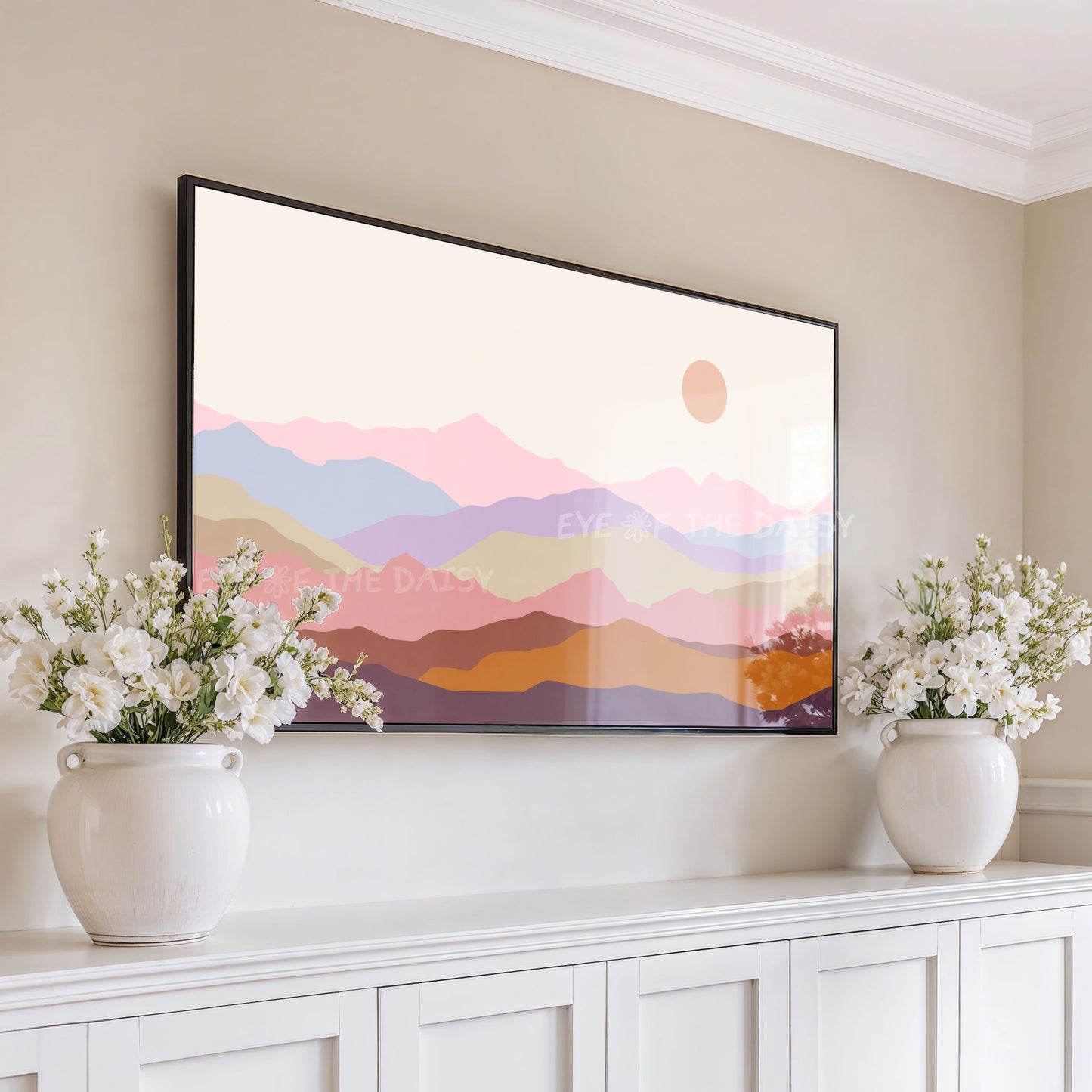 Boho Mountain Landscape TV Art 4K | Mid Century Modern 4K Art for TV Screen