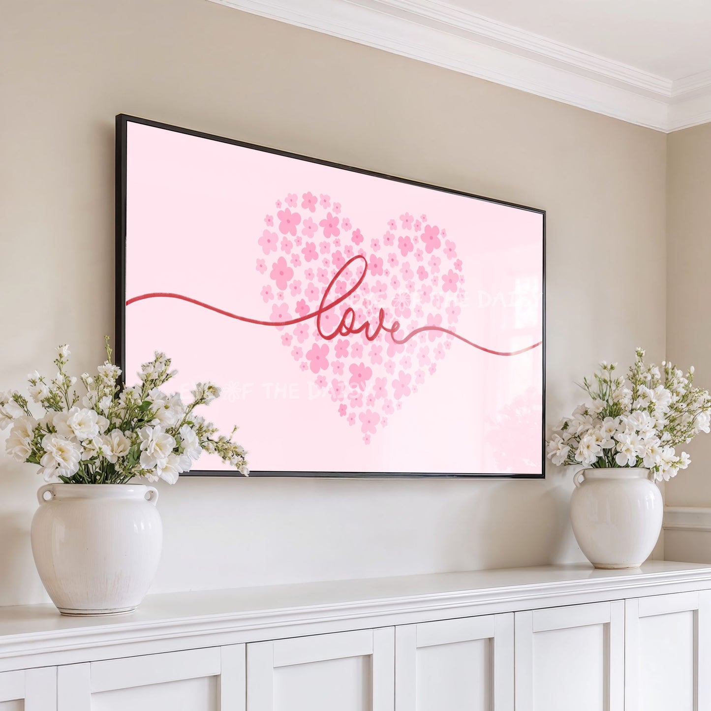 Pink Red Love Typography 4K TV Art | Floral Romantic Phrase 4K Art for TV Screen