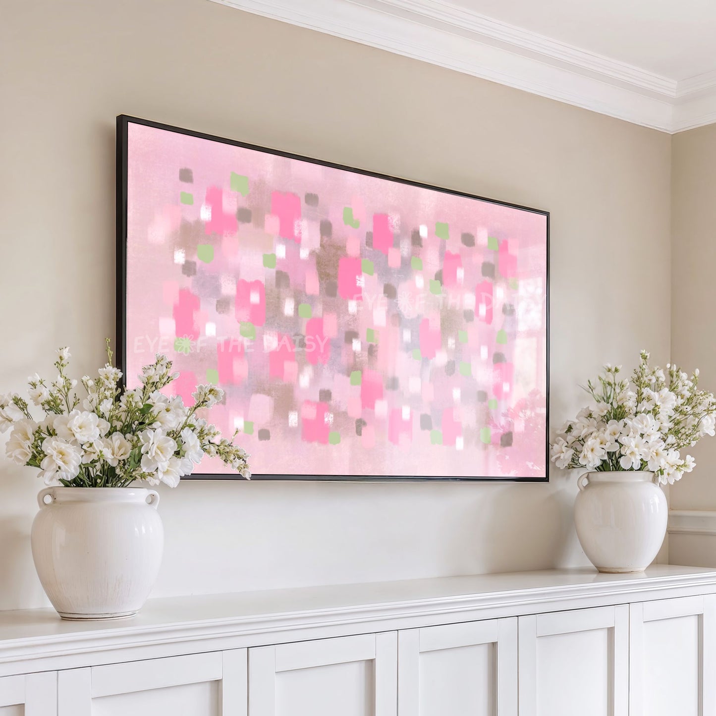 Pink Abstract Expressionist 4K TV Art | Contemporary Brushstrokes Art for TV Screen 4K