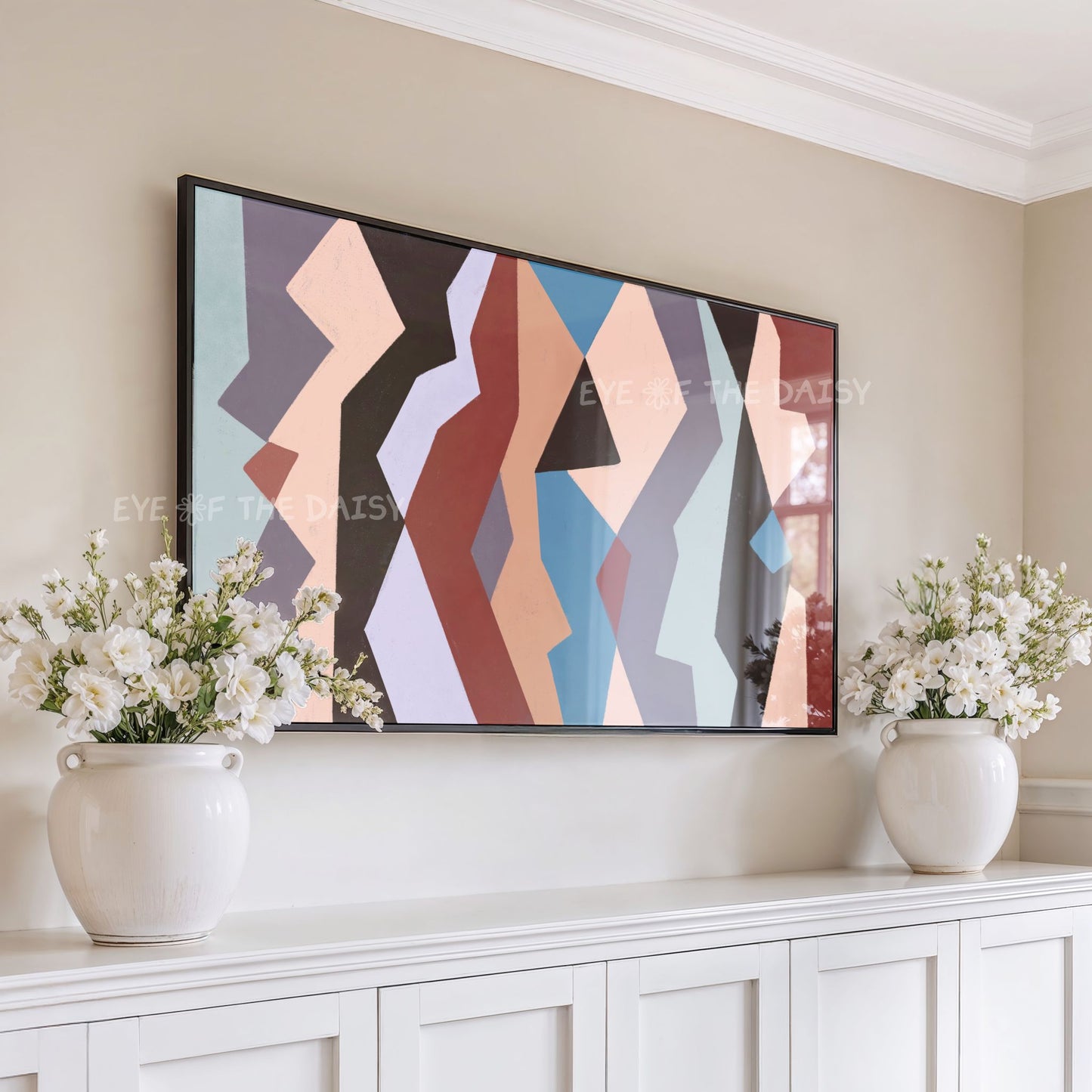 Mid Century Modern TV Art 4K | Neutral Tone Bauhaus Artwork for TV Screen 4K