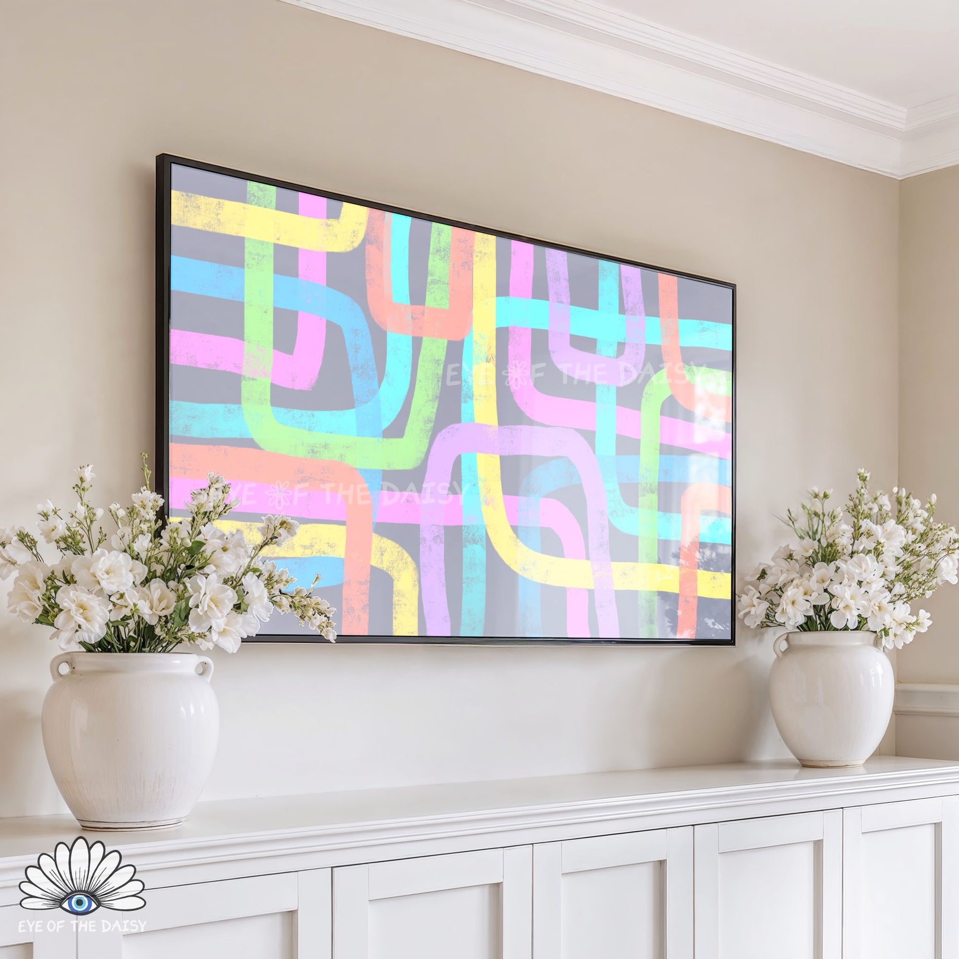 astel contemporary abstract line art for TV, 4K TV art for modern and colourful decor