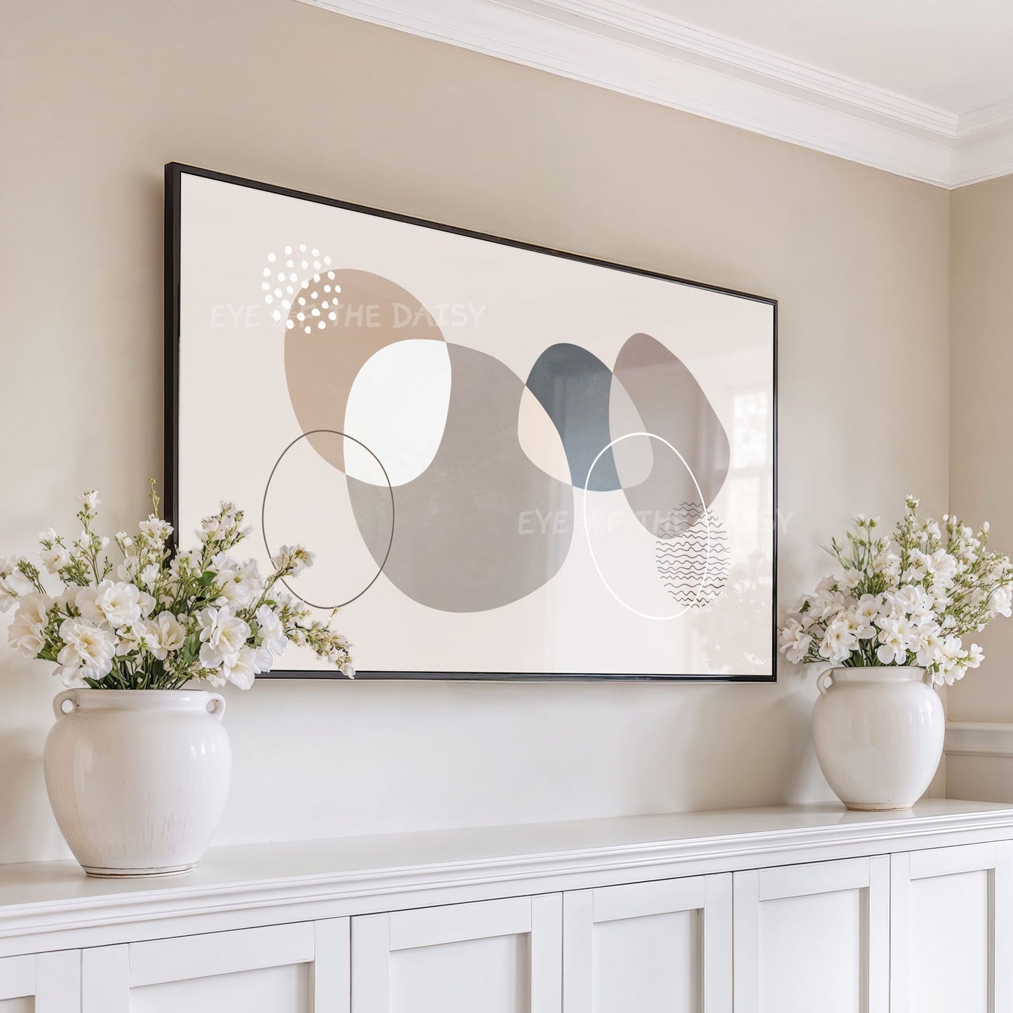 Grey Modern Abstract 4K TV Art | Contemporary Organic Shapes Art for TV Screen