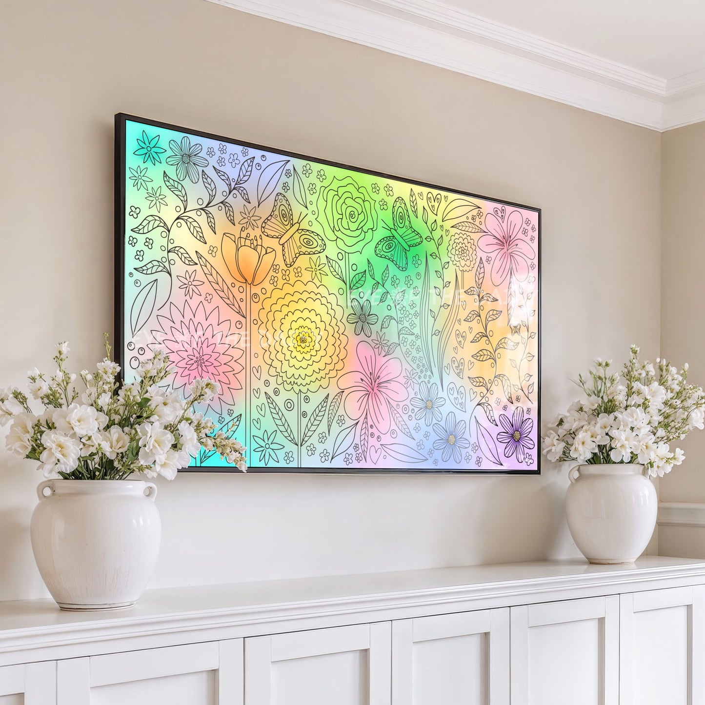 Intuitive Botanical Abstract 4K TV Art | Vibrant Colourful Floral Art for TV Screen