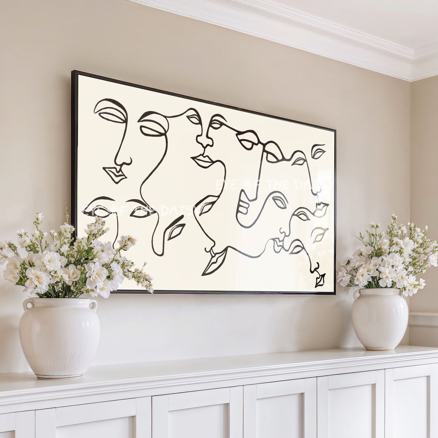 Abstract Faces 4K TV Art | Contemporary Face Line Art for TV Screen