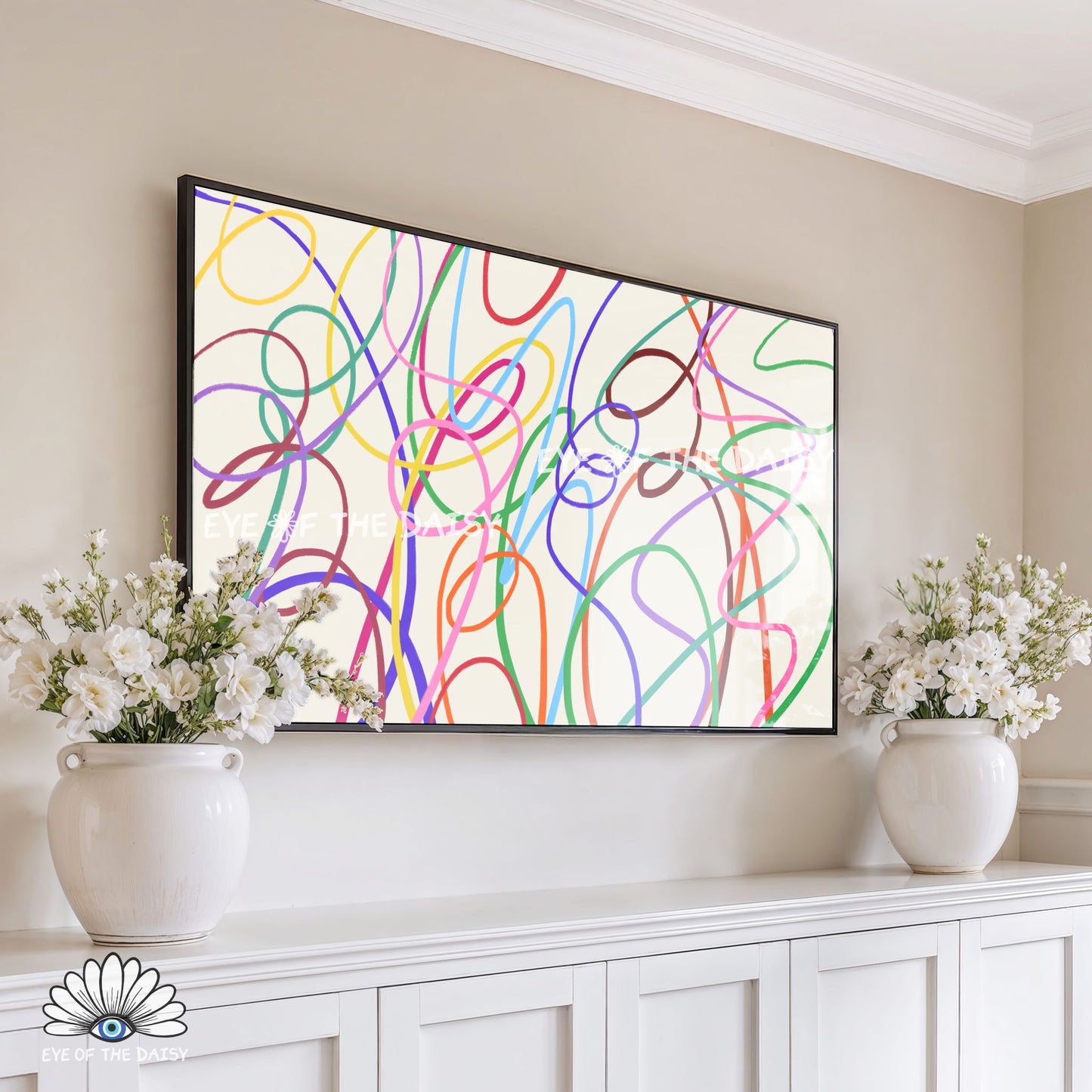 Colourful abstract scribble 4K TV art, TV art download for maximalist and dopamine decor