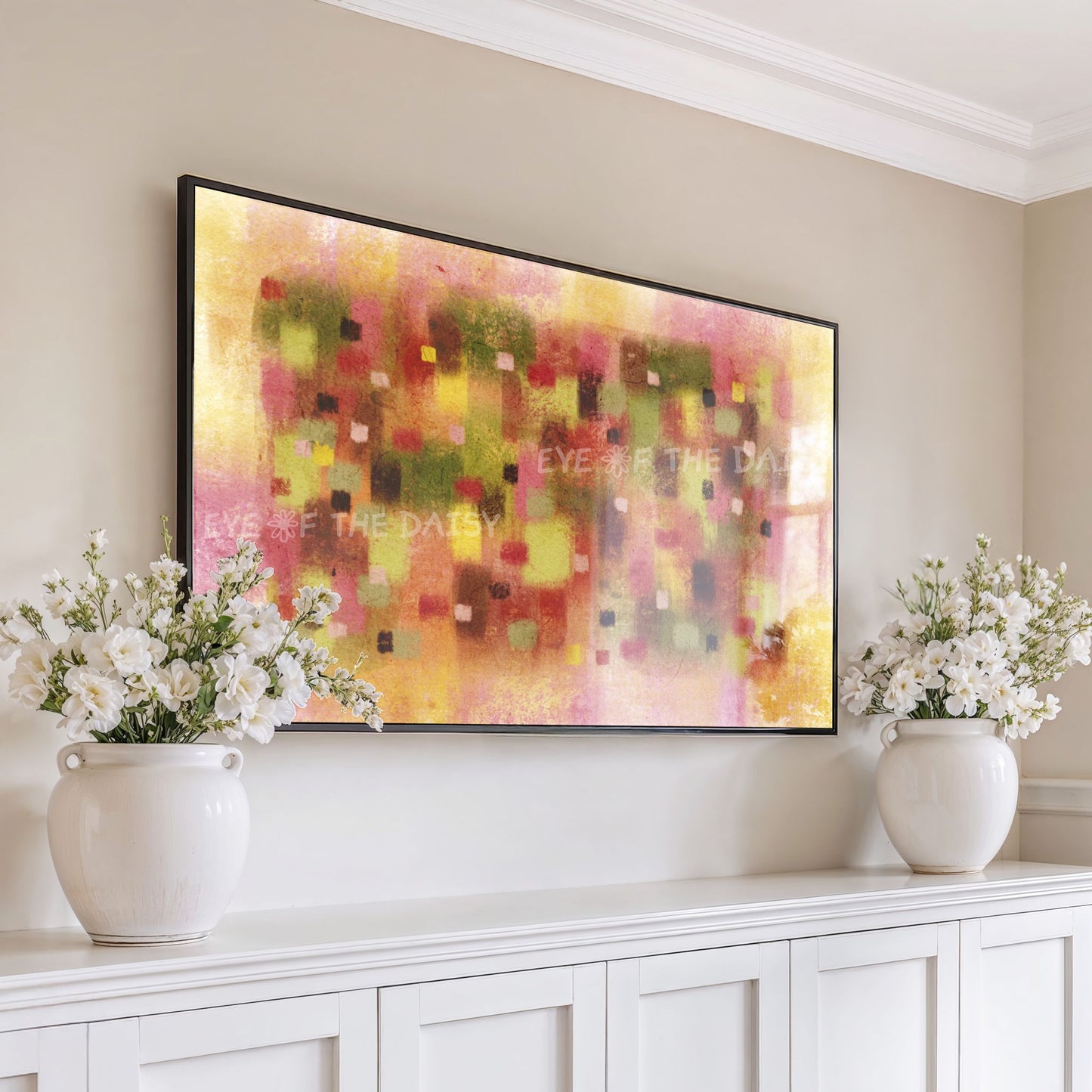 Maroon Mustard Olive Green Abstract Expressionist 4K TV Art | Earth Tone Contemporary Art