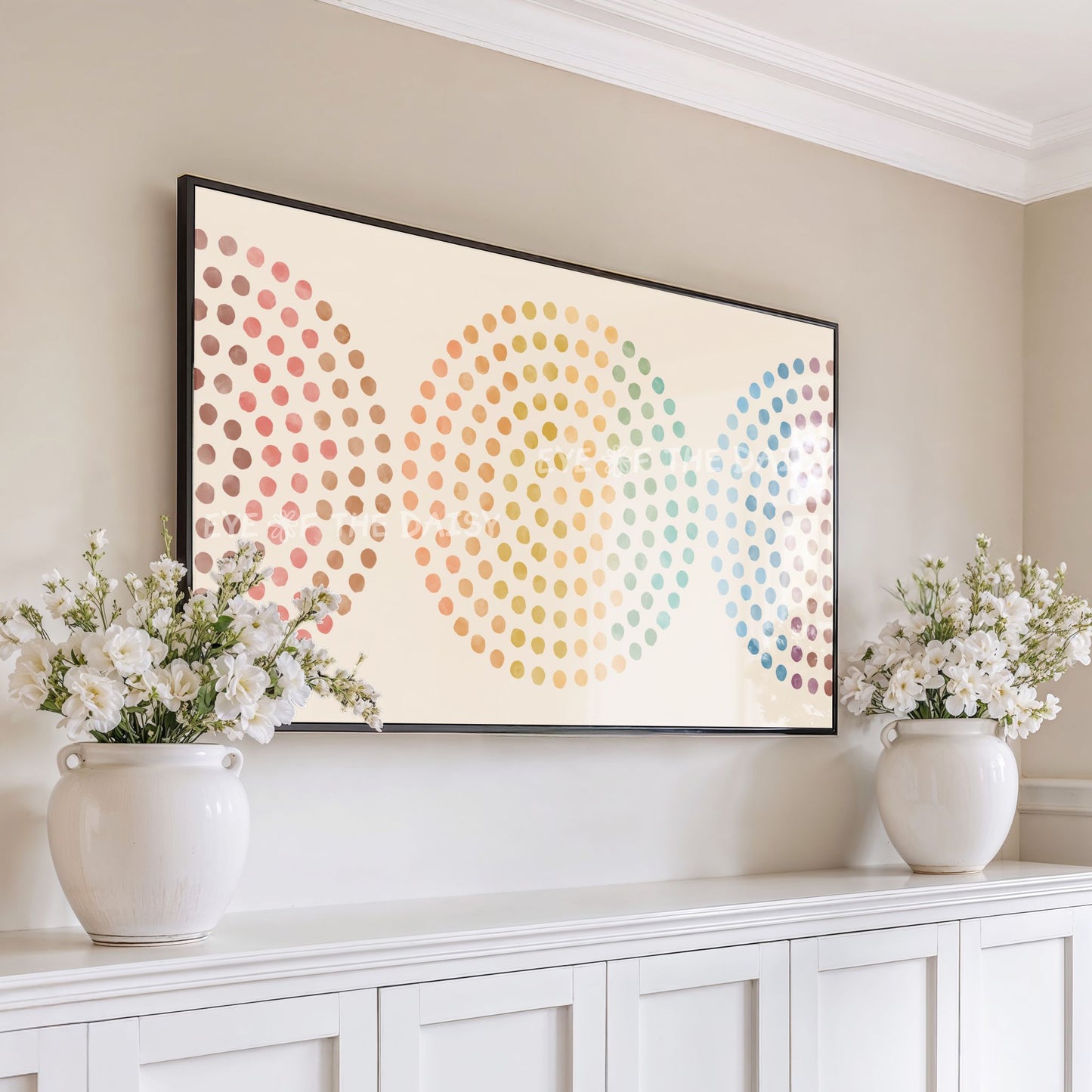 Multicoloured Watercolour Dots 4K TV Art | Boho Intuitive Art for TV Screen 4K