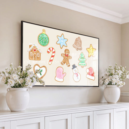 Christmas Gingerbread Cookies 4K TV Art | Colourful Holiday 4K Art for TV Screen