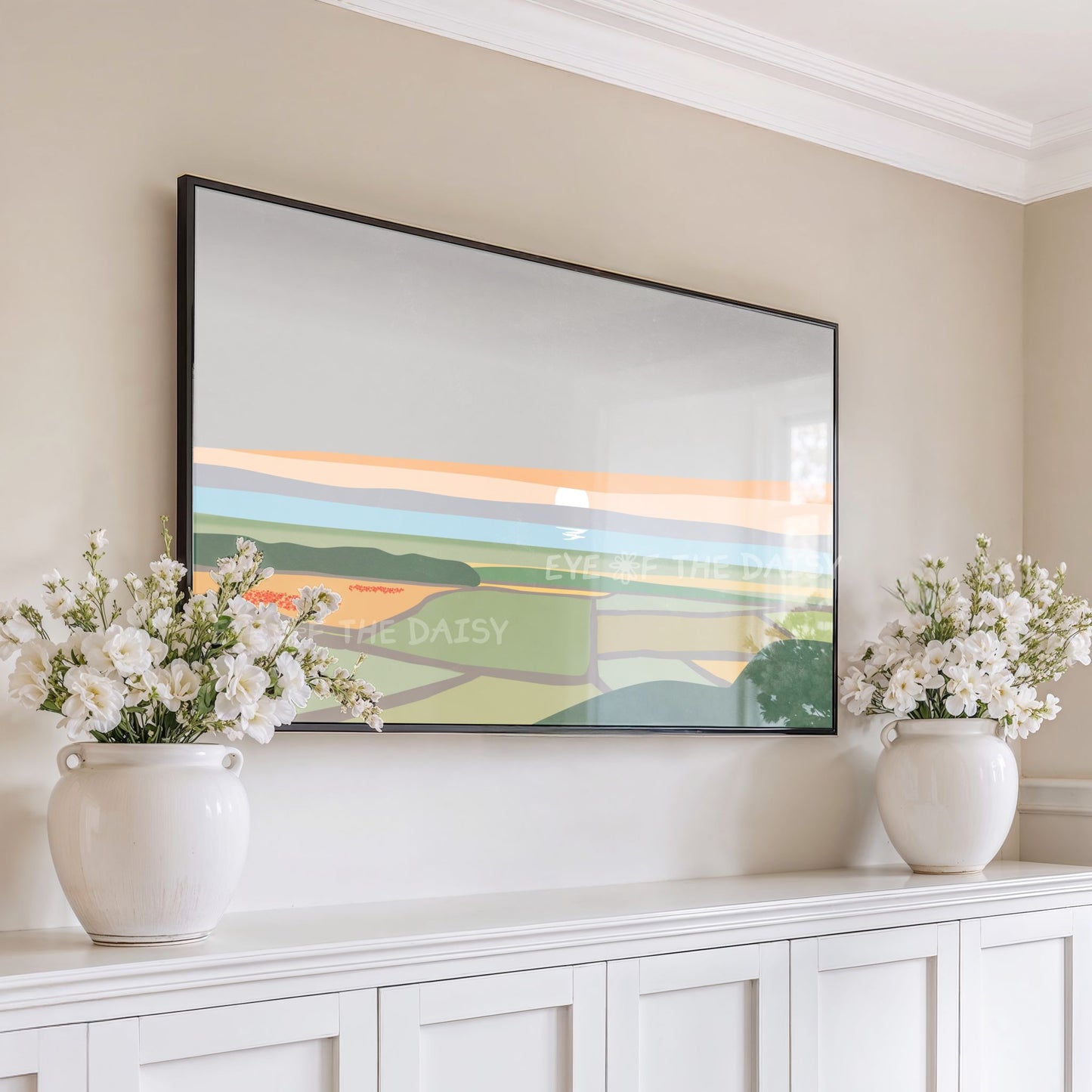 Minimal Abstract Landscape 4K TV Art | Poppy Flower Fields Sea Sky TV Art 4K