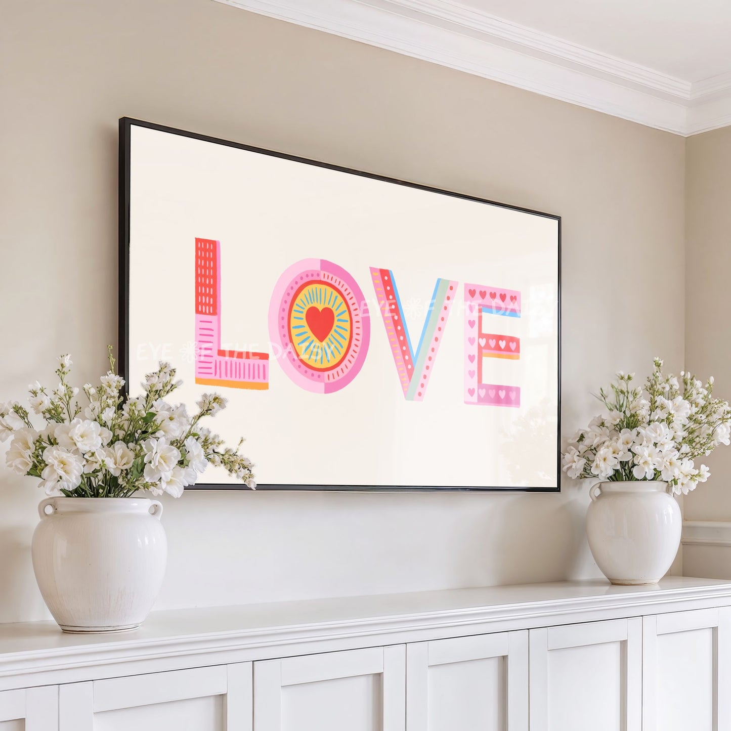 Quirky Love Typography 4K TV Art | Colourful Valentine's Day Art for TV Screen