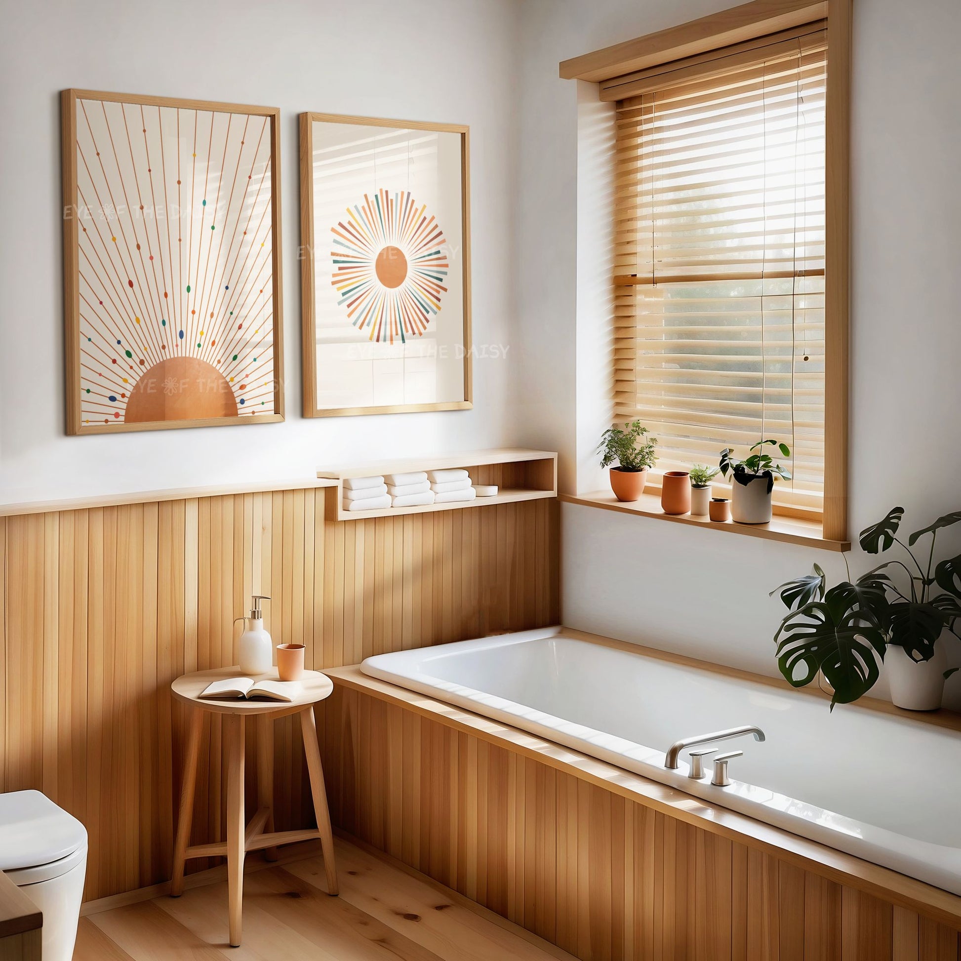 Printable boho poster set of 6 in rust and terracotta tones, digital wall art for trendy dorm, apartment or bedroom gallery wall