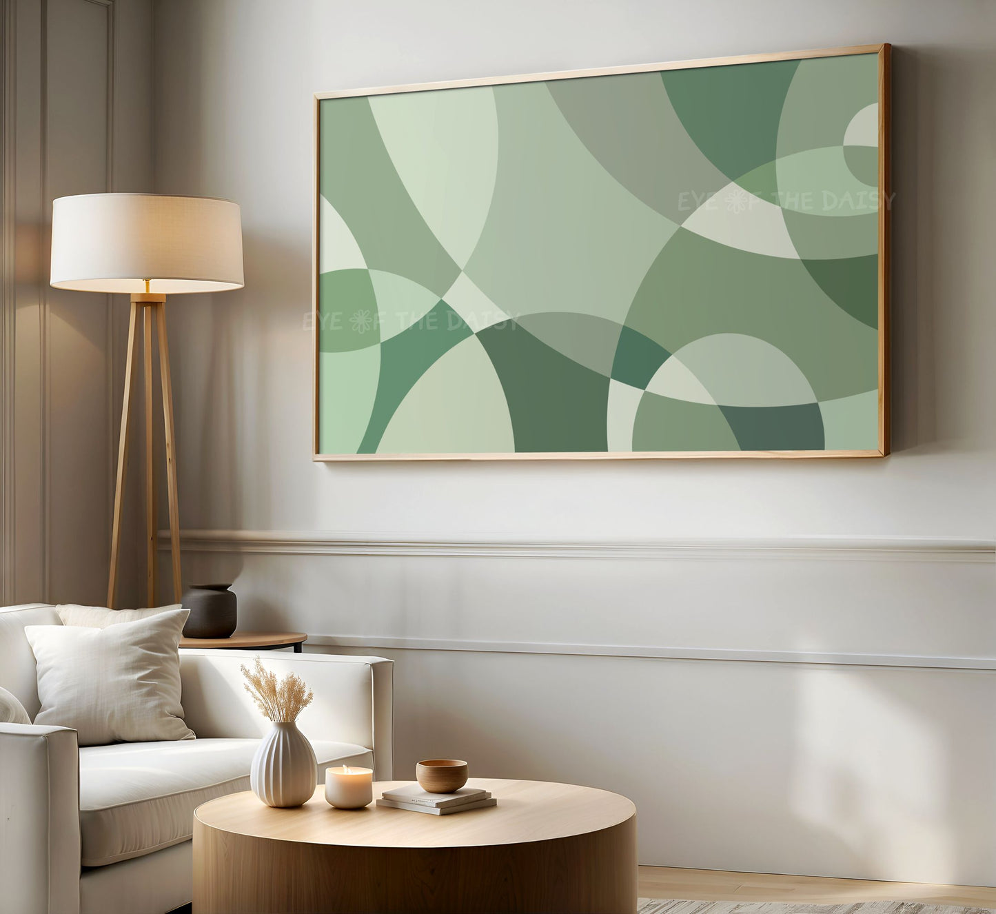 Sage Green Geometric Abstract 4K TV Art | Mid Century Modern 4K Art for TV Screen