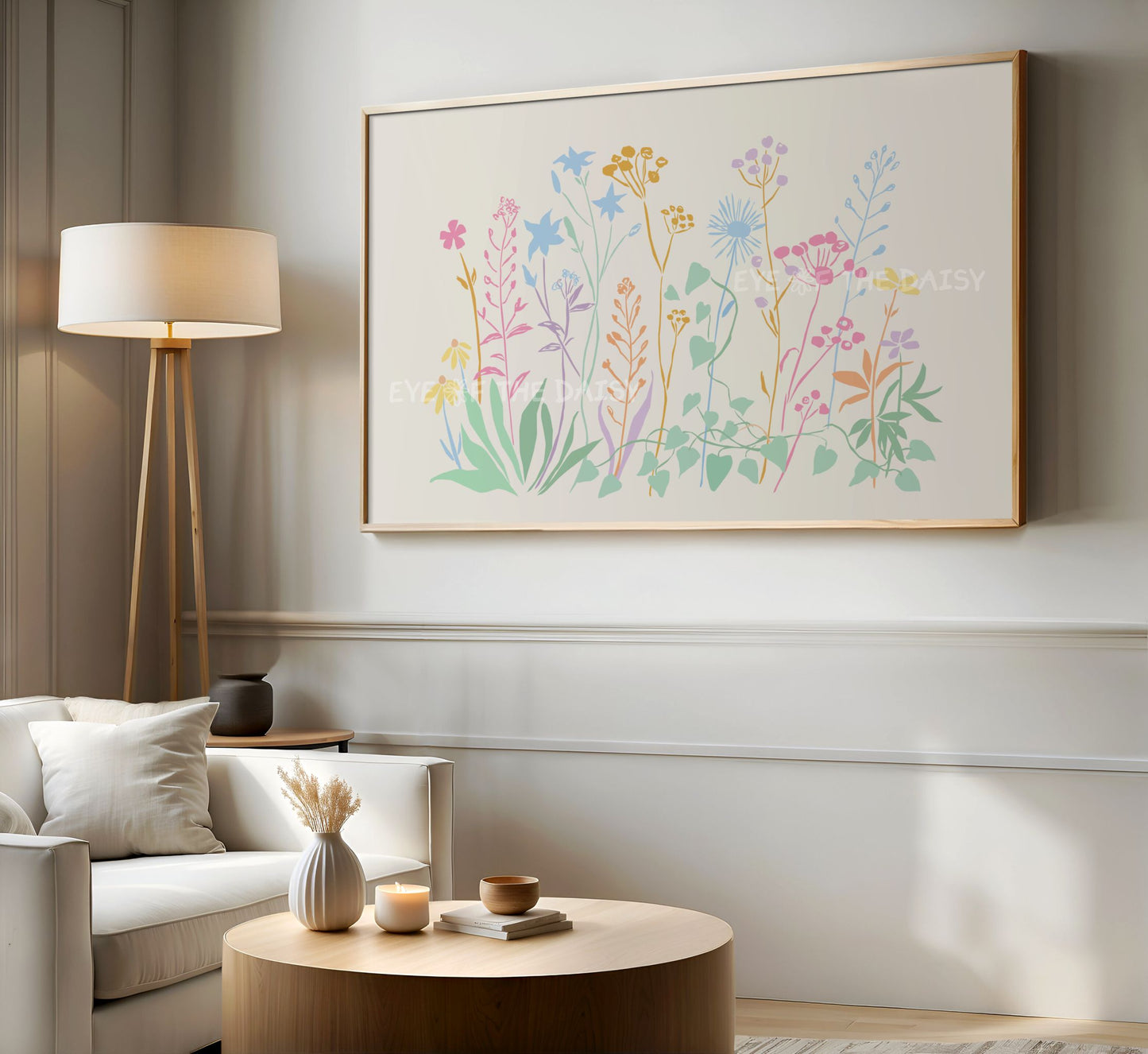 Pastel Floral Sketch 4K TV Art | Colourful Flowers Botanical 4K Art for TV Screen