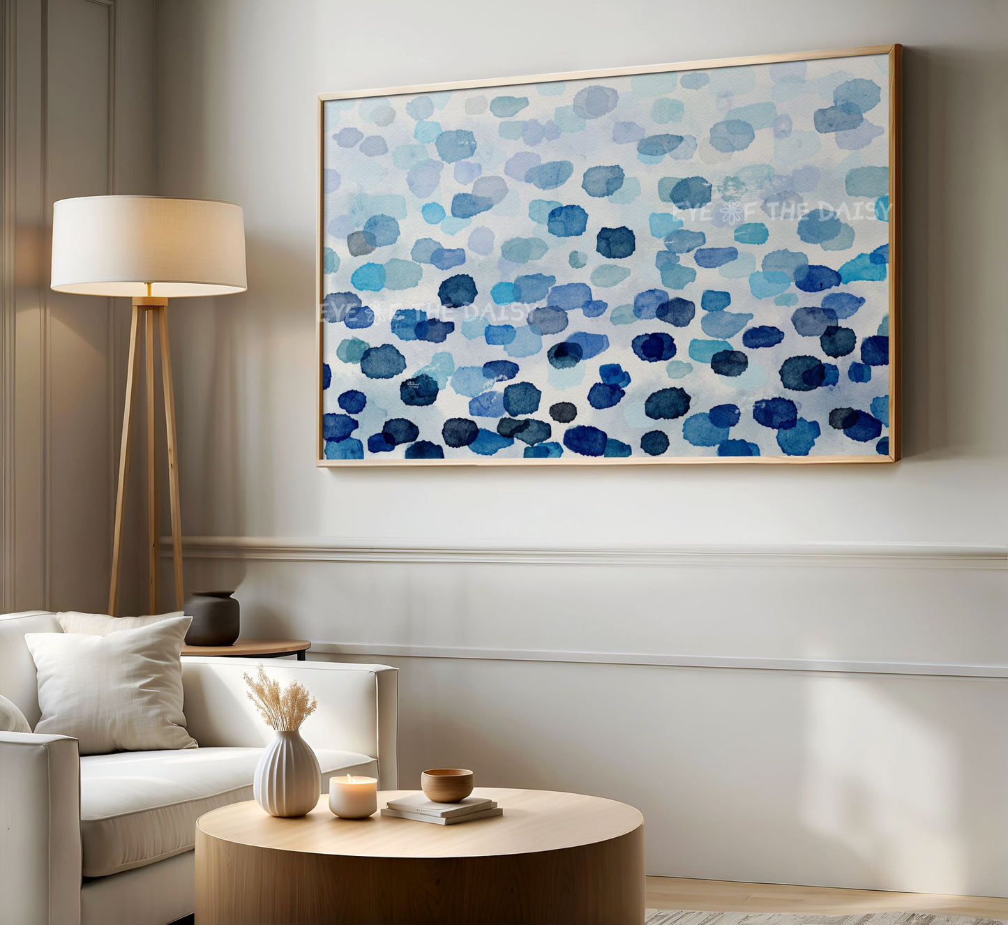 Blue Watercolour Brushstrokes 4K TV Art | Minimal Contemporary Coastal Abstract 4K TV Art