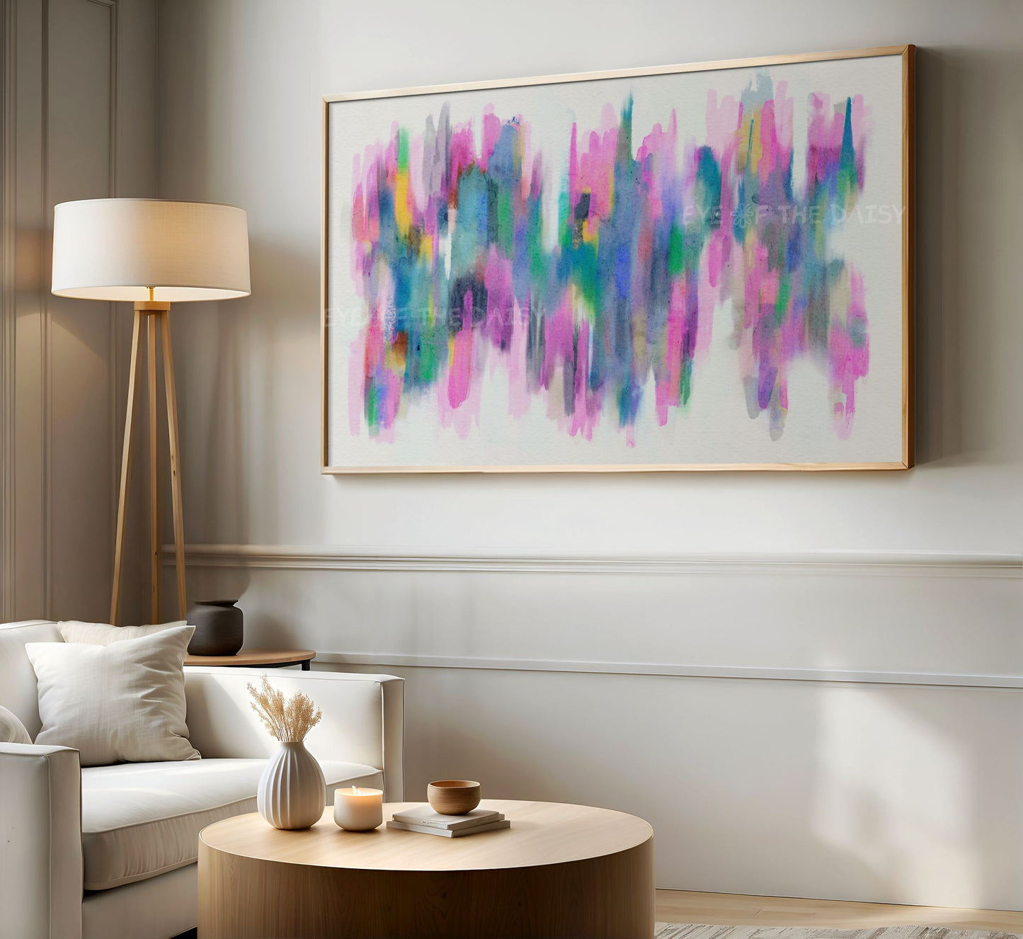 Pink Blue Teal Watercolour Abstract 4K TV Art | Vibrant Contemporary Art for TV Screen 4K